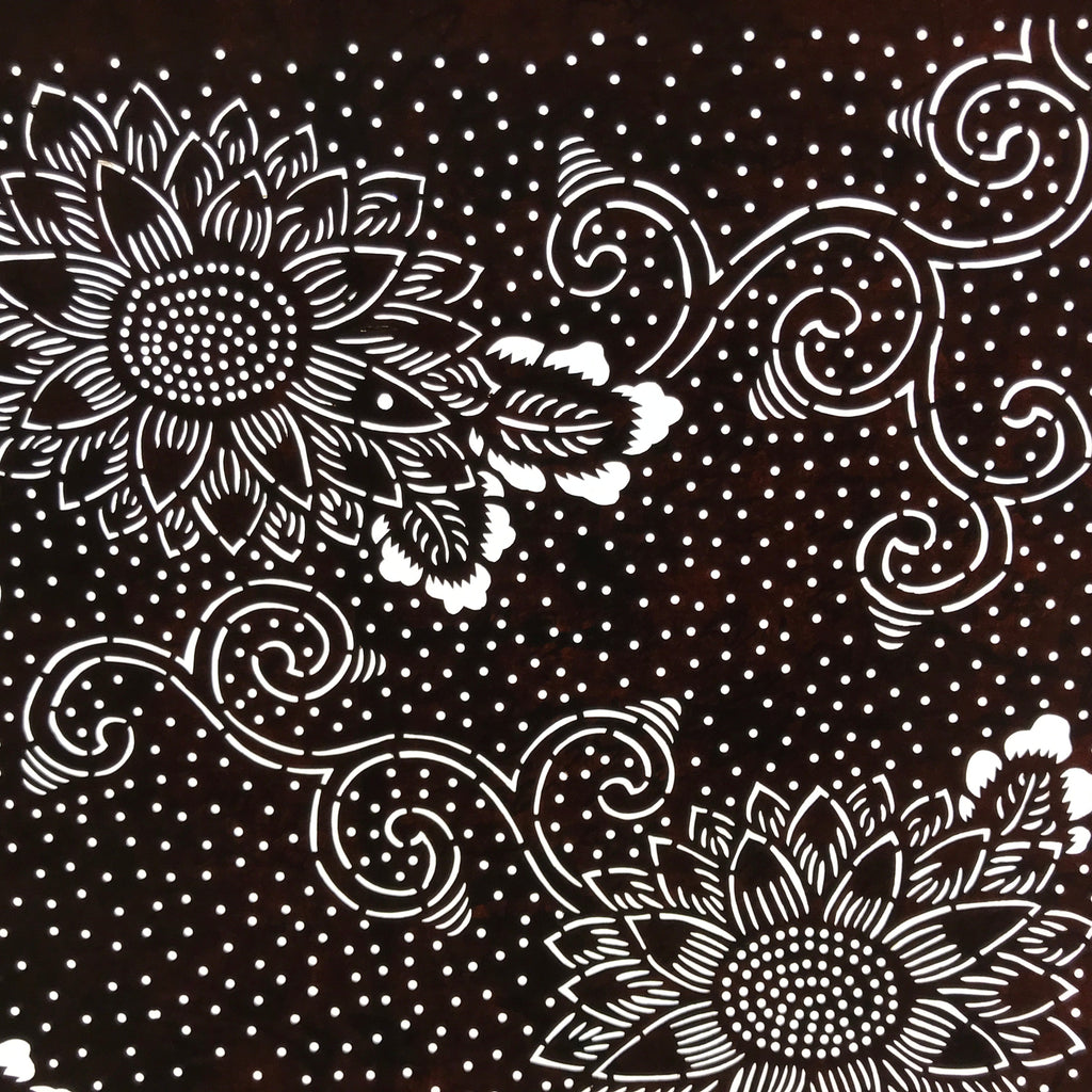 Antique Japanese Ise Katagami Paper Kimono Stencil Chrysanthemum Kiku A744