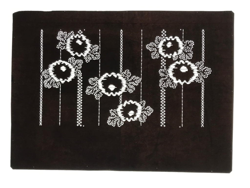 Antique Japanese Ise Katagami Paper Kimono Stencil Chrysanthemum Kiku Leaf A864