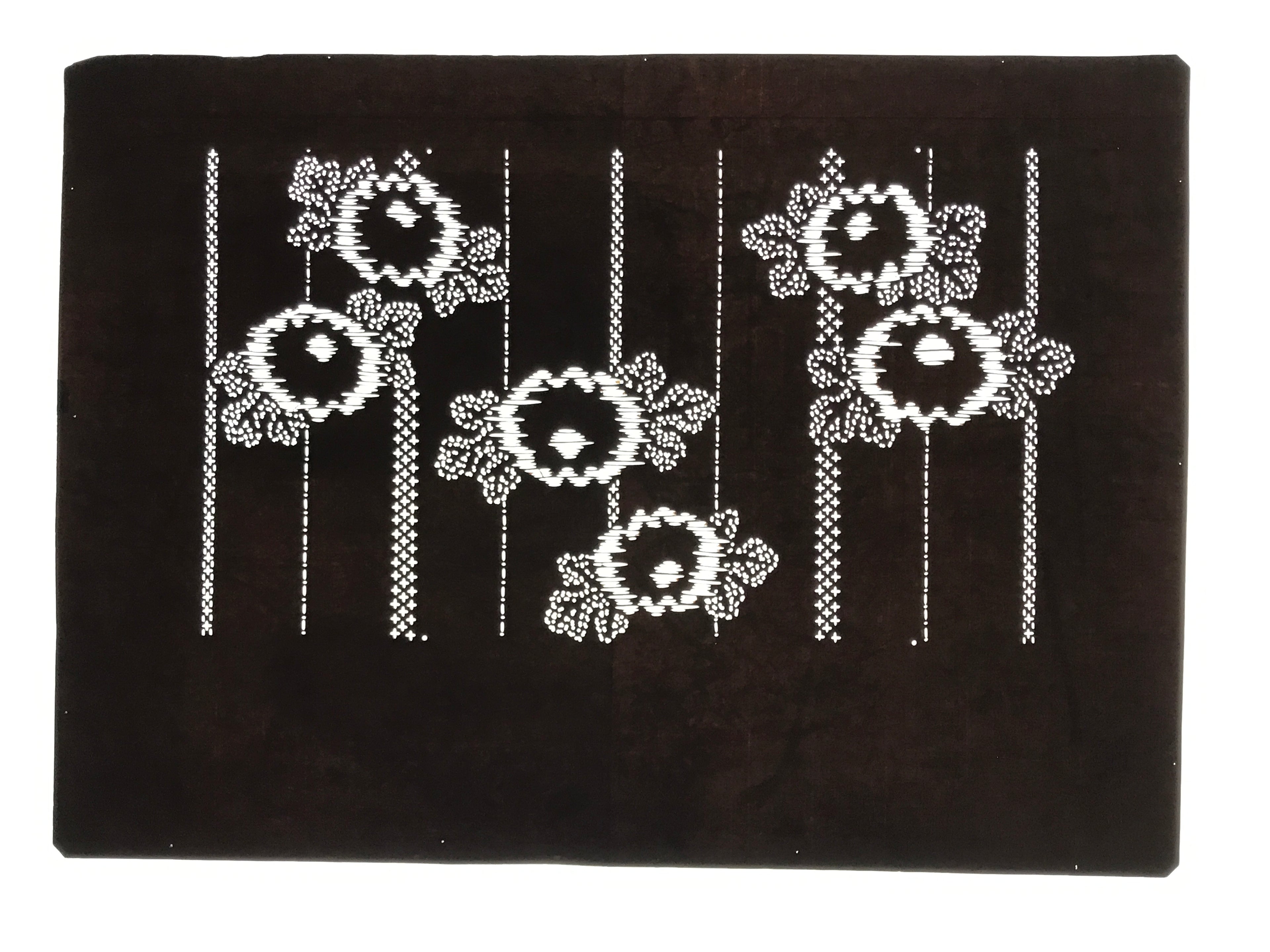Antique Japanese Ise Katagami Paper Kimono Stencil Chrysanthemum Kiku Leaf A864