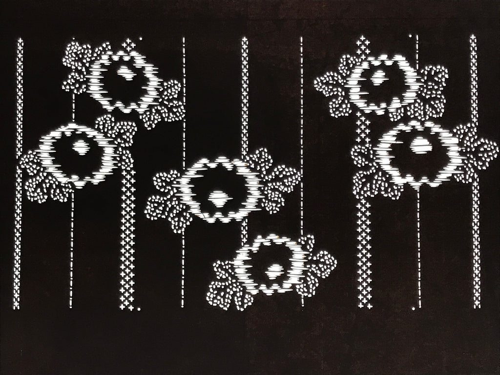 Antique Japanese Ise Katagami Paper Kimono Stencil Chrysanthemum Kiku Leaf A864