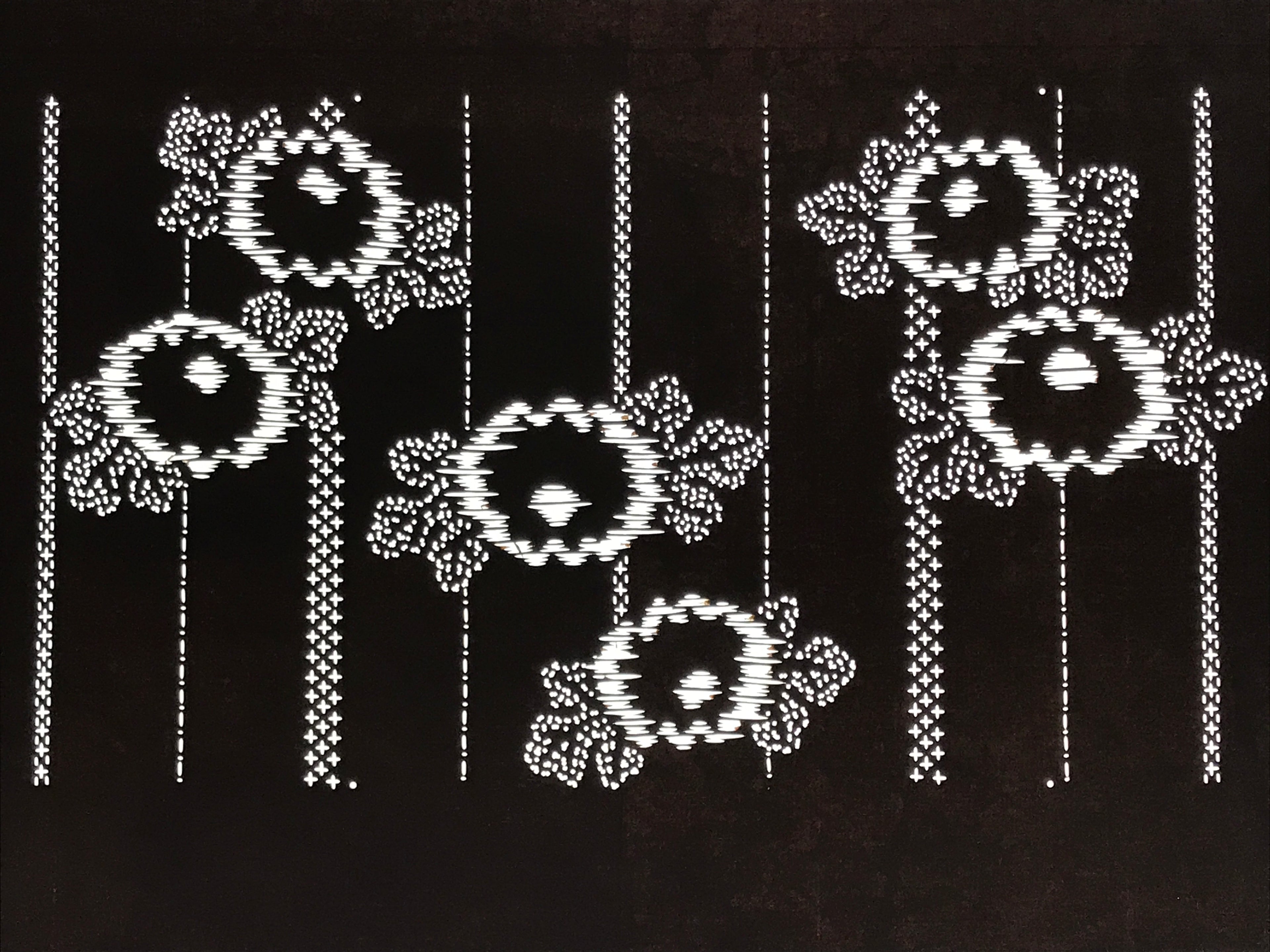 Antique Japanese Ise Katagami Paper Kimono Stencil Chrysanthemum Kiku Leaf A864