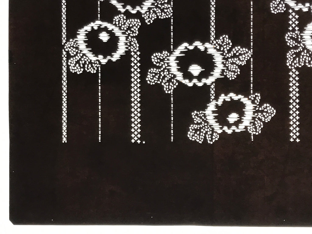 Antique Japanese Ise Katagami Paper Kimono Stencil Chrysanthemum Kiku Leaf A864