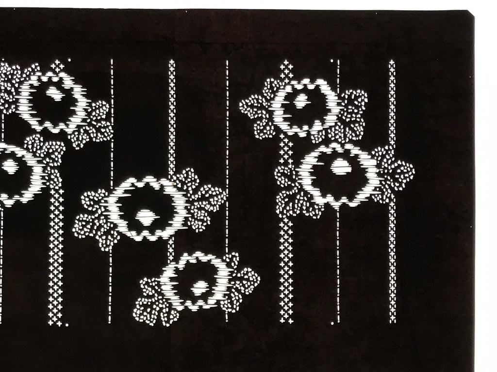 Antique Japanese Ise Katagami Paper Kimono Stencil Chrysanthemum Kiku Leaf A864