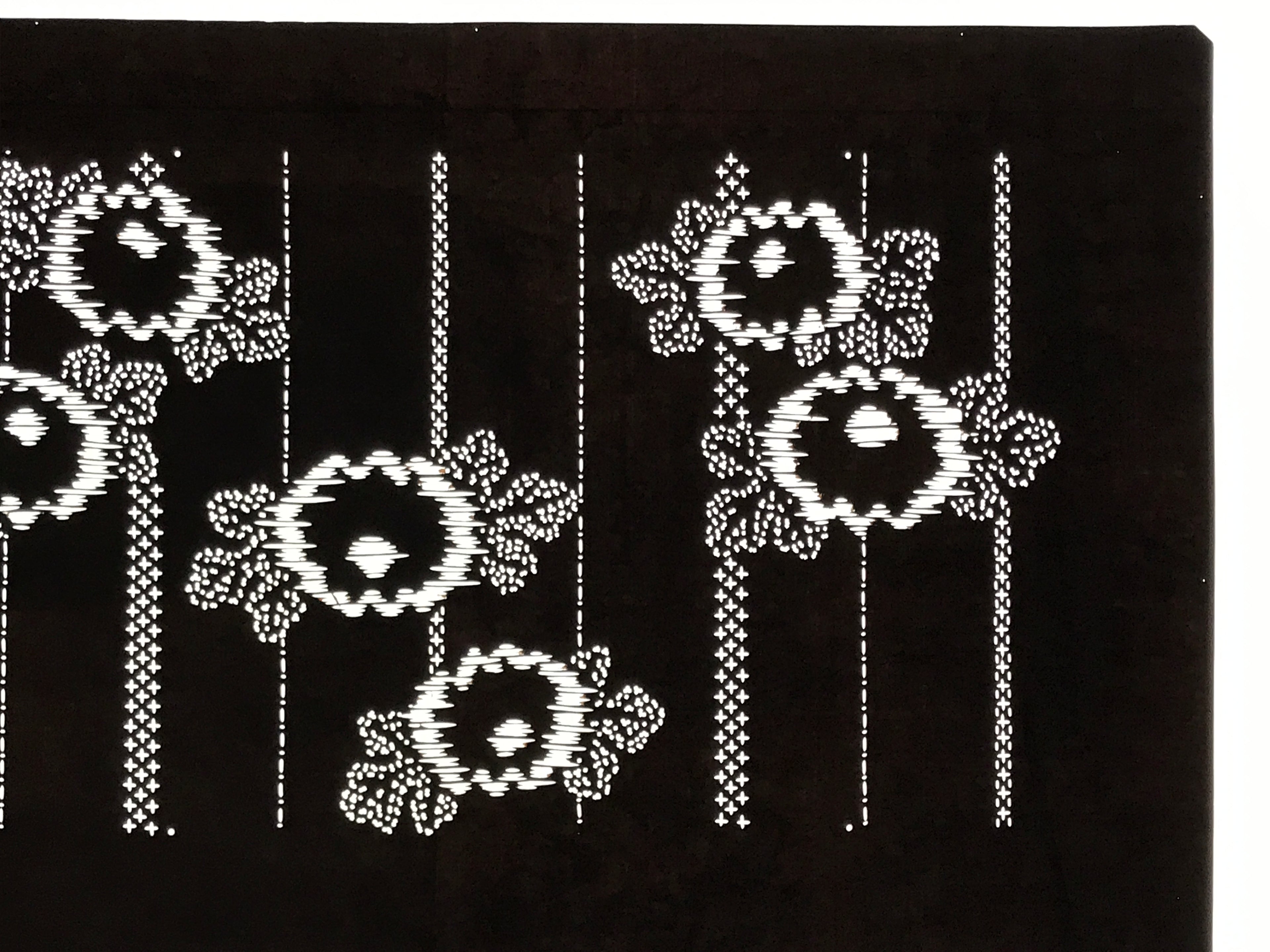 Antique Japanese Ise Katagami Paper Kimono Stencil Chrysanthemum Kiku Leaf A864