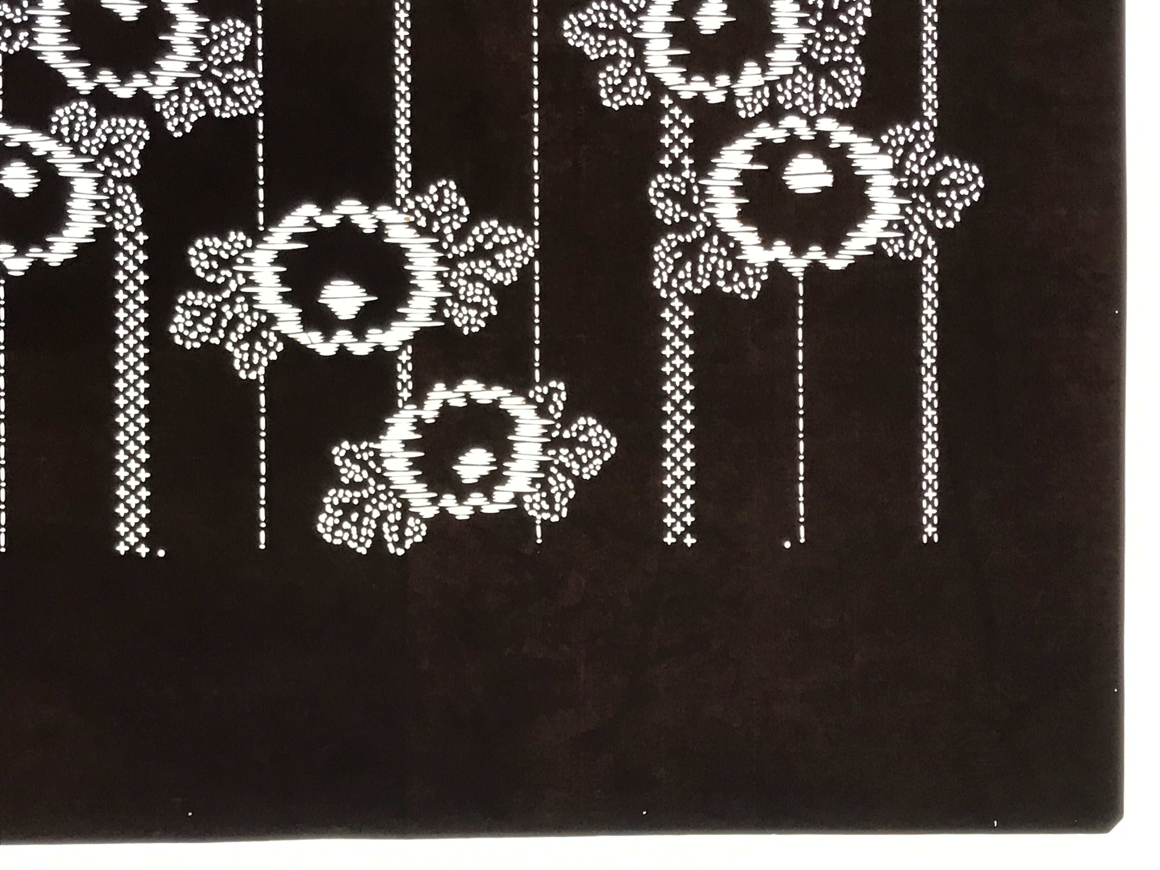 Antique Japanese Ise Katagami Paper Kimono Stencil Chrysanthemum Kiku Leaf A864