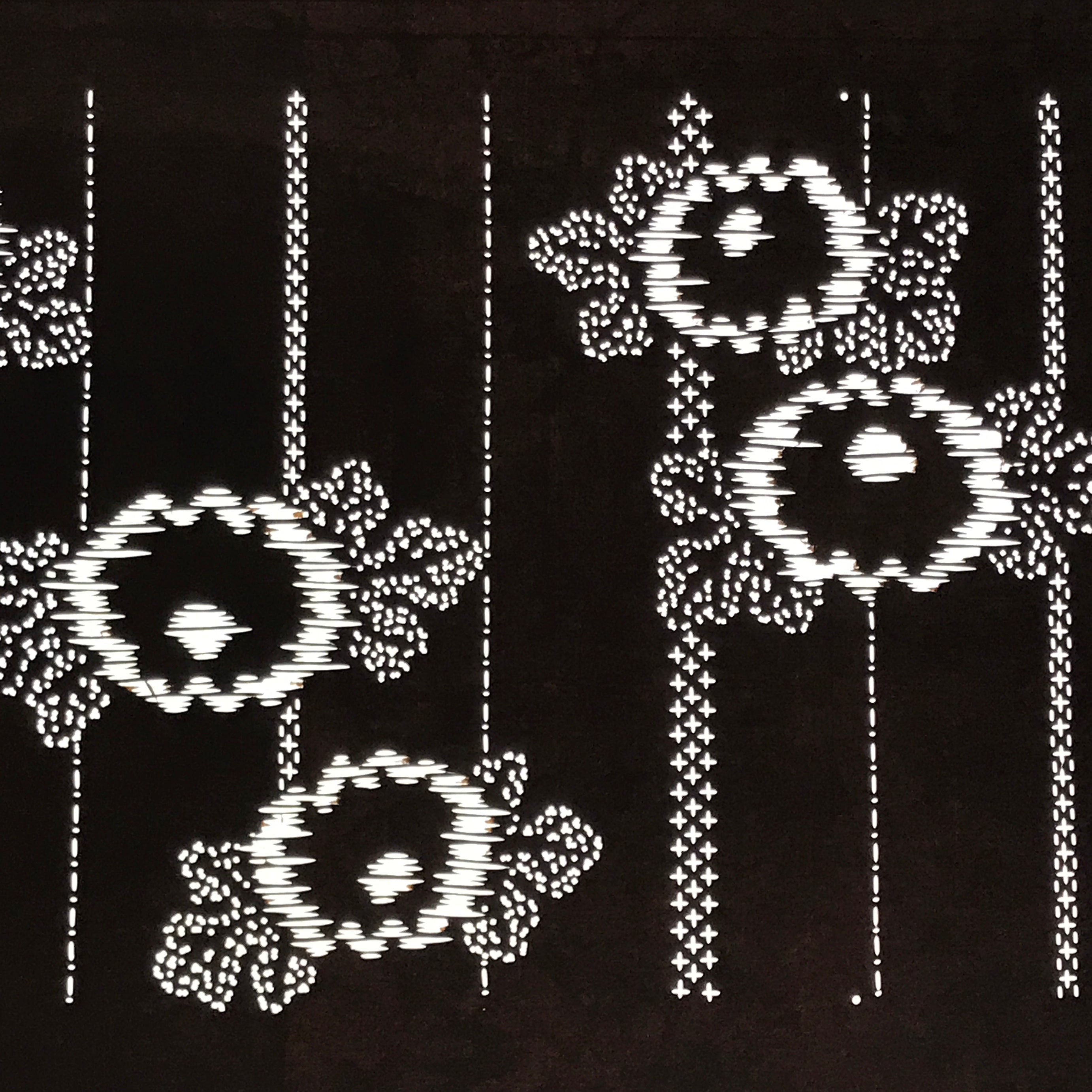 Antique Japanese Ise Katagami Paper Kimono Stencil Chrysanthemum Kiku Leaf A864