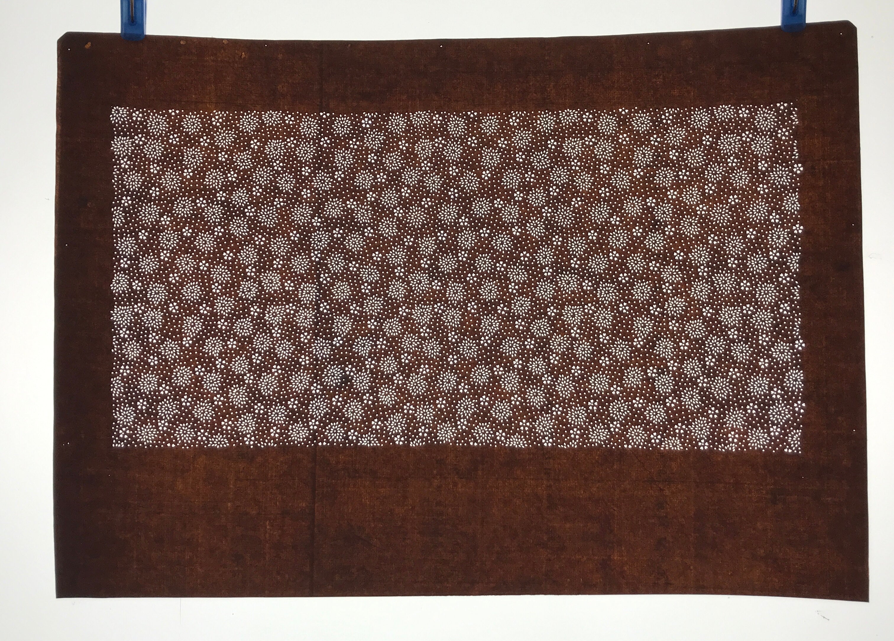 Antique Japanese Ise Katagami Paper Kimono Stencil Chrysanthemum Pattern A681