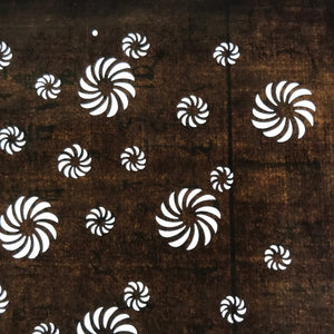 Antique Japanese Ise Katagami Paper Kimono Stencil Chrysanthemum Spirals A684