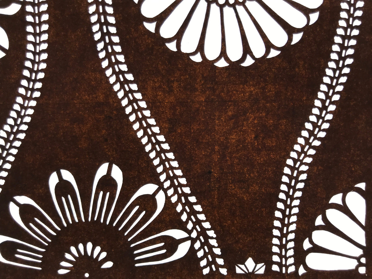 Antique Japanese Ise Katagami Paper Kimono Stencil Chrysanthemum Tatewaku A698