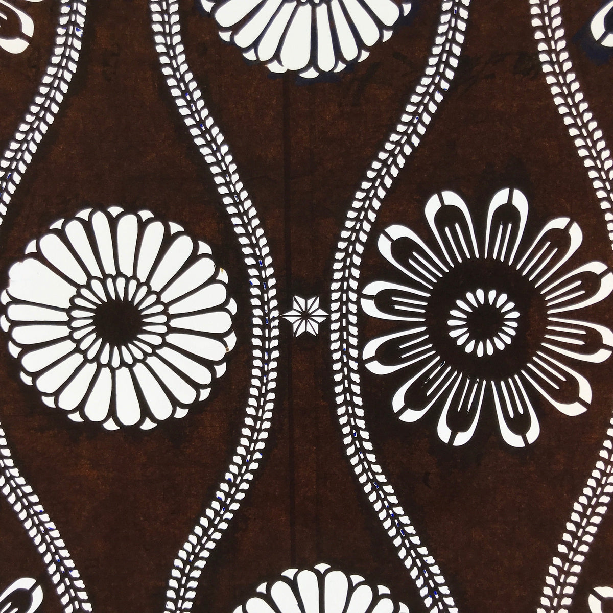 Antique Japanese Ise Katagami Paper Kimono Stencil Chrysanthemum Tatewaku A698
