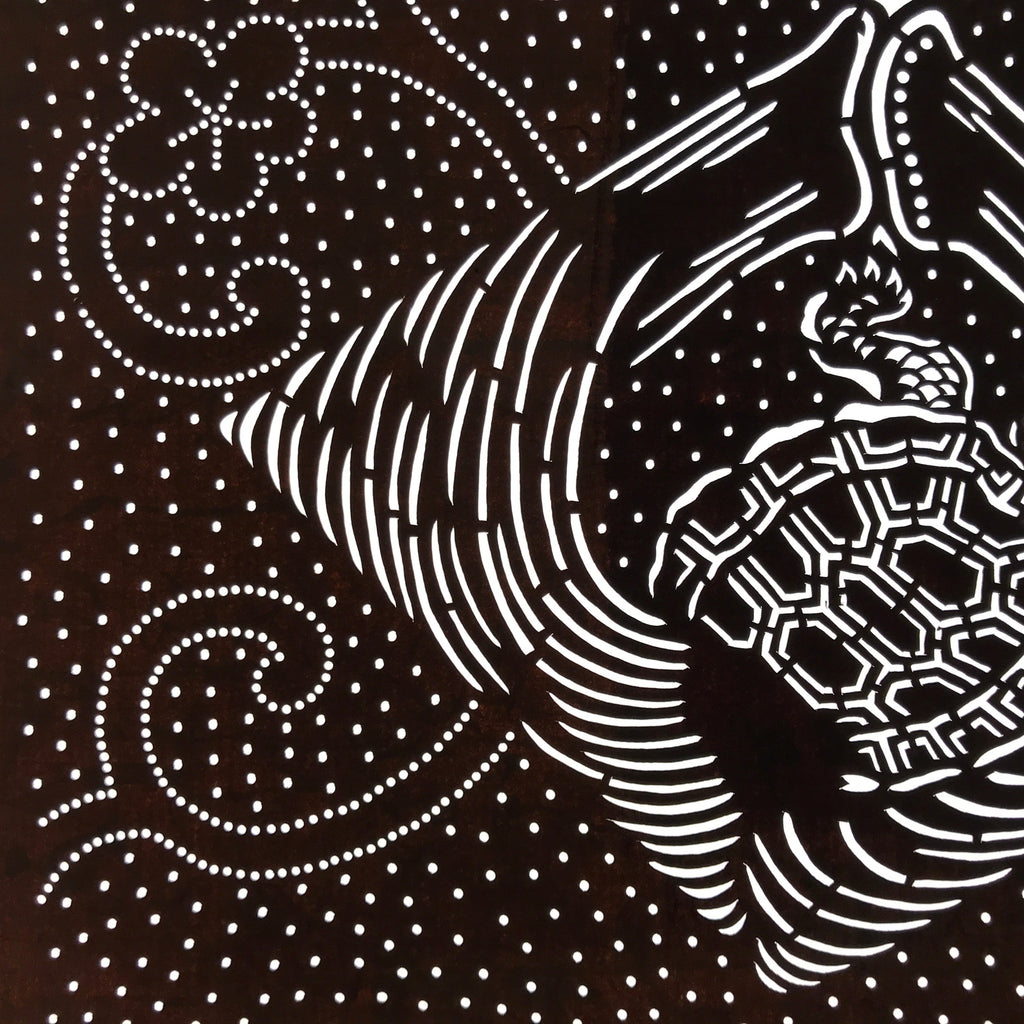 Antique Japanese Ise Katagami Paper Kimono Stencil Crane Turtle Plum Design A732