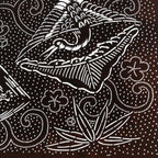 Antique Japanese Ise Katagami Paper Kimono Stencil Crane Turtle Plum Design A732