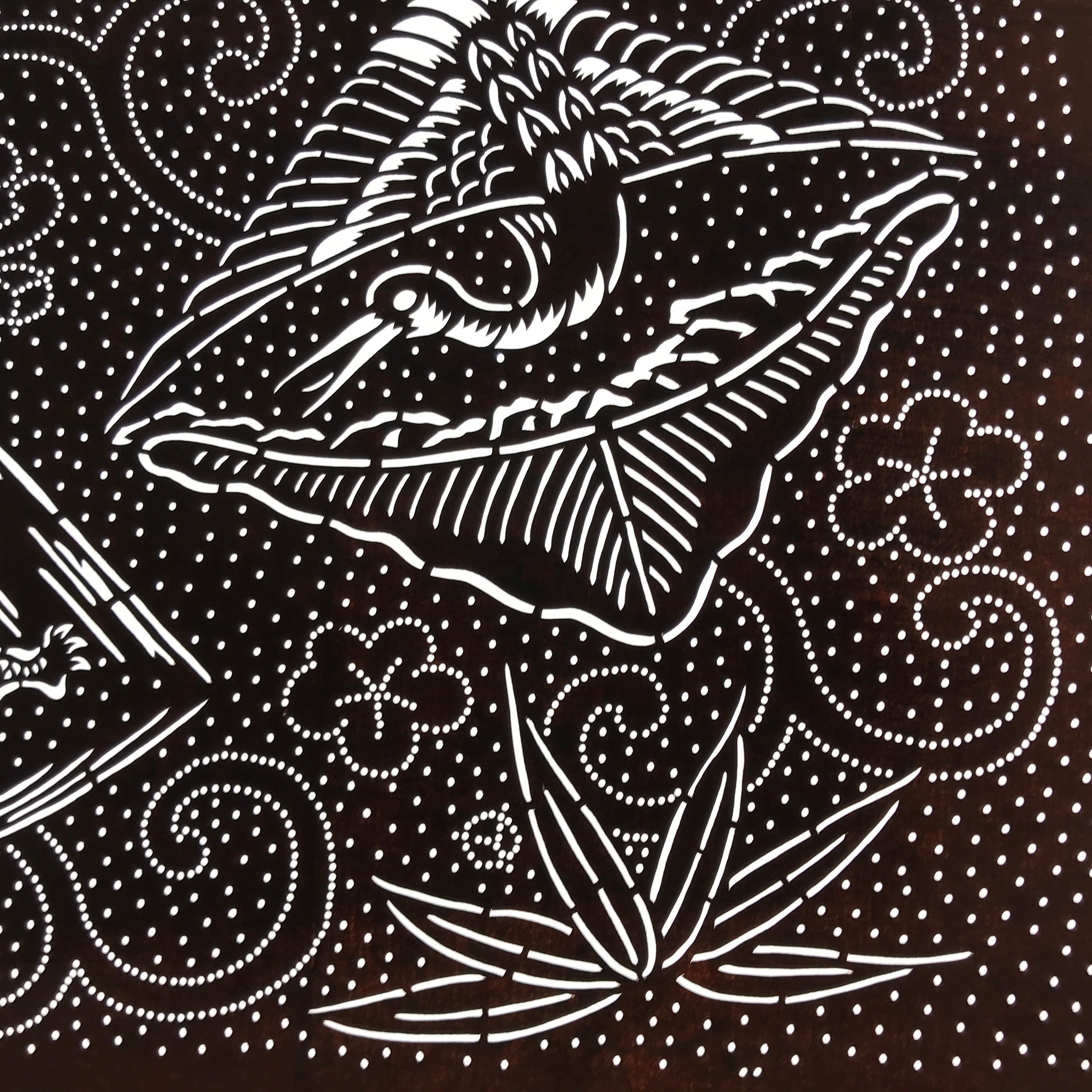 Antique Japanese Ise Katagami Paper Kimono Stencil Crane Turtle Plum Design A732