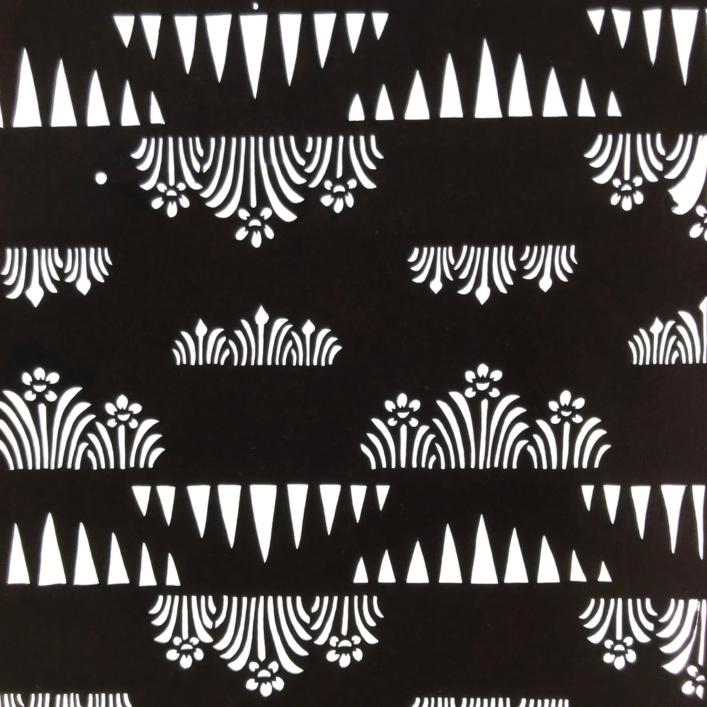 Antique Japanese Ise Katagami Paper Kimono Stencil Daffodil Suisen Pattern A740