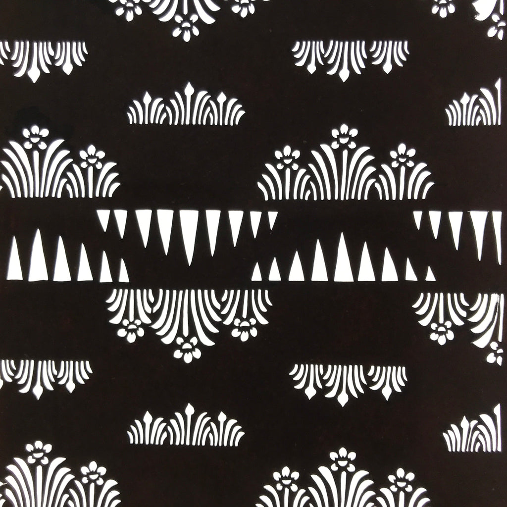 Antique Japanese Ise Katagami Paper Kimono Stencil Daffodil Suisen Pattern A740