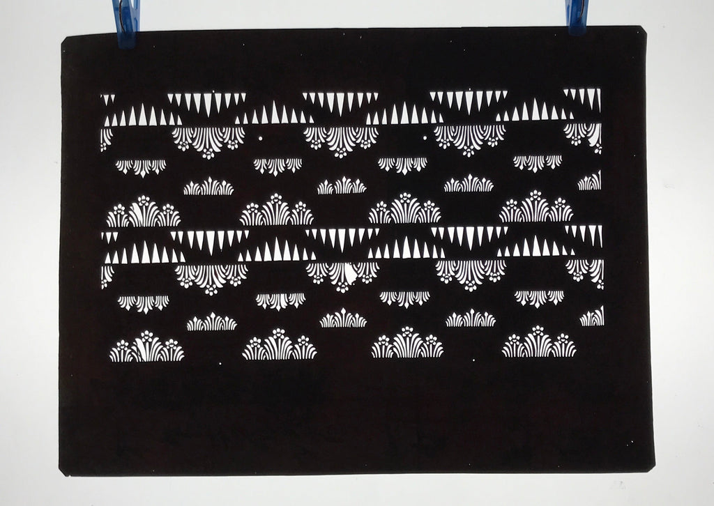 Antique Japanese Ise Katagami Paper Kimono Stencil Daffodil Suisen Pattern A740