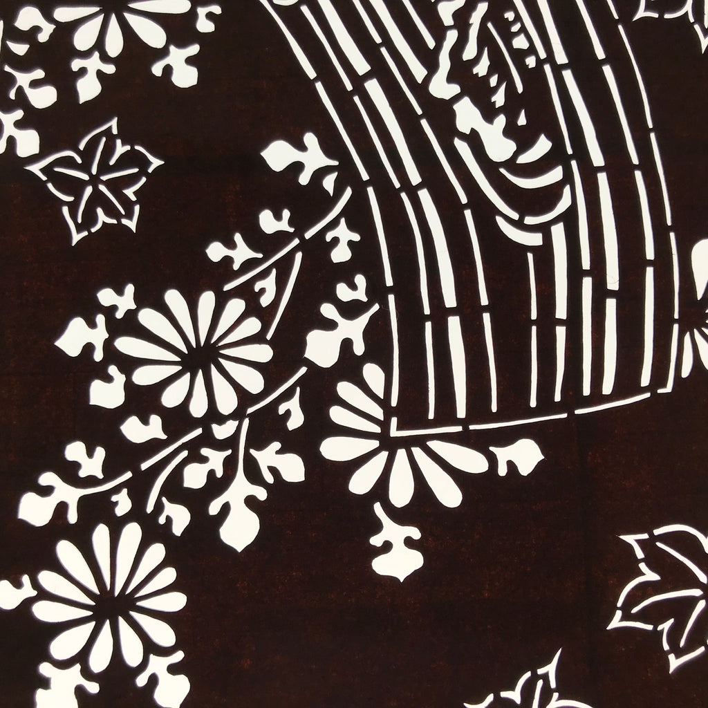 Antique Japanese Ise Katagami Paper Kimono Stencil Floral Birds Design A717