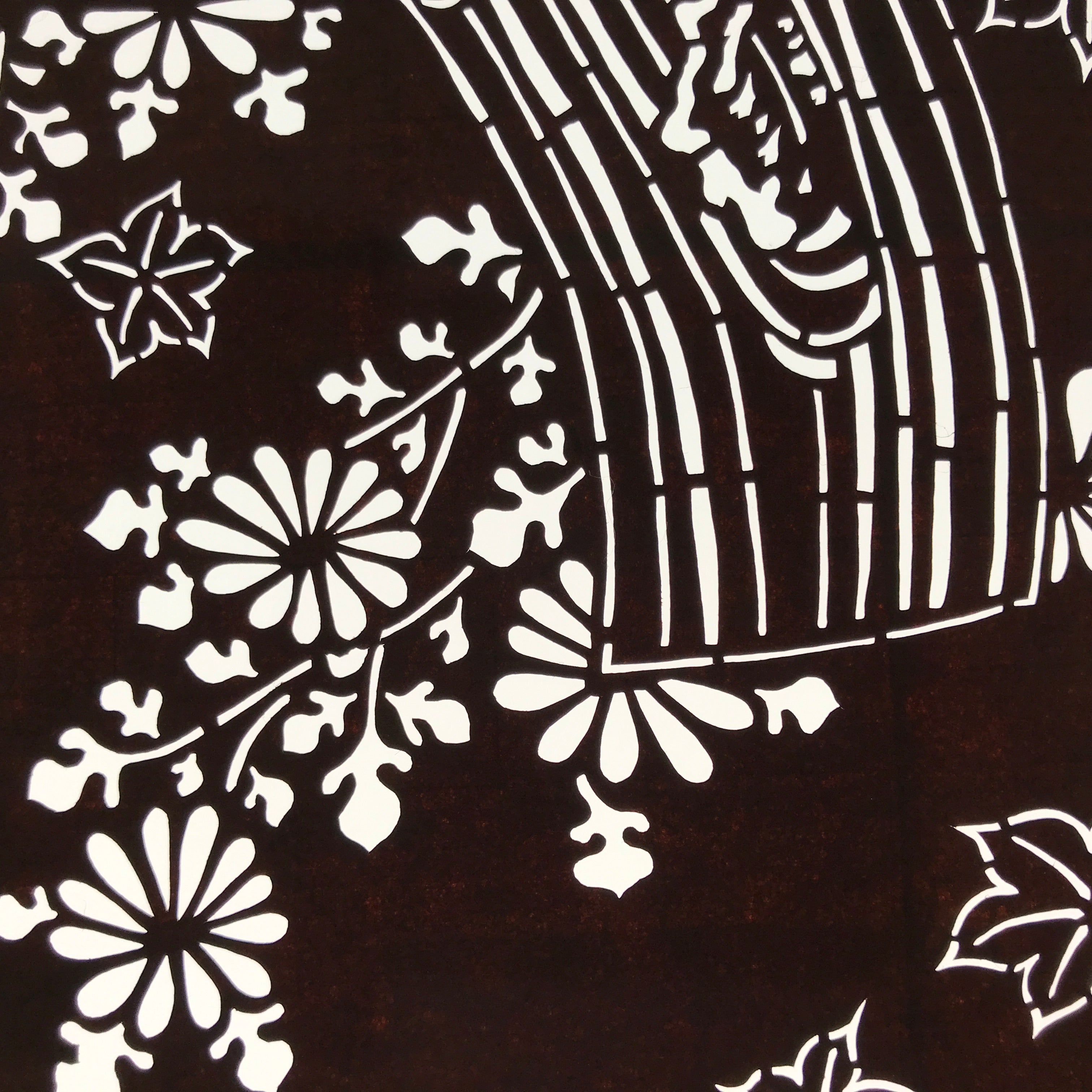 Antique Japanese Ise Katagami Paper Kimono Stencil Floral Birds Design A717
