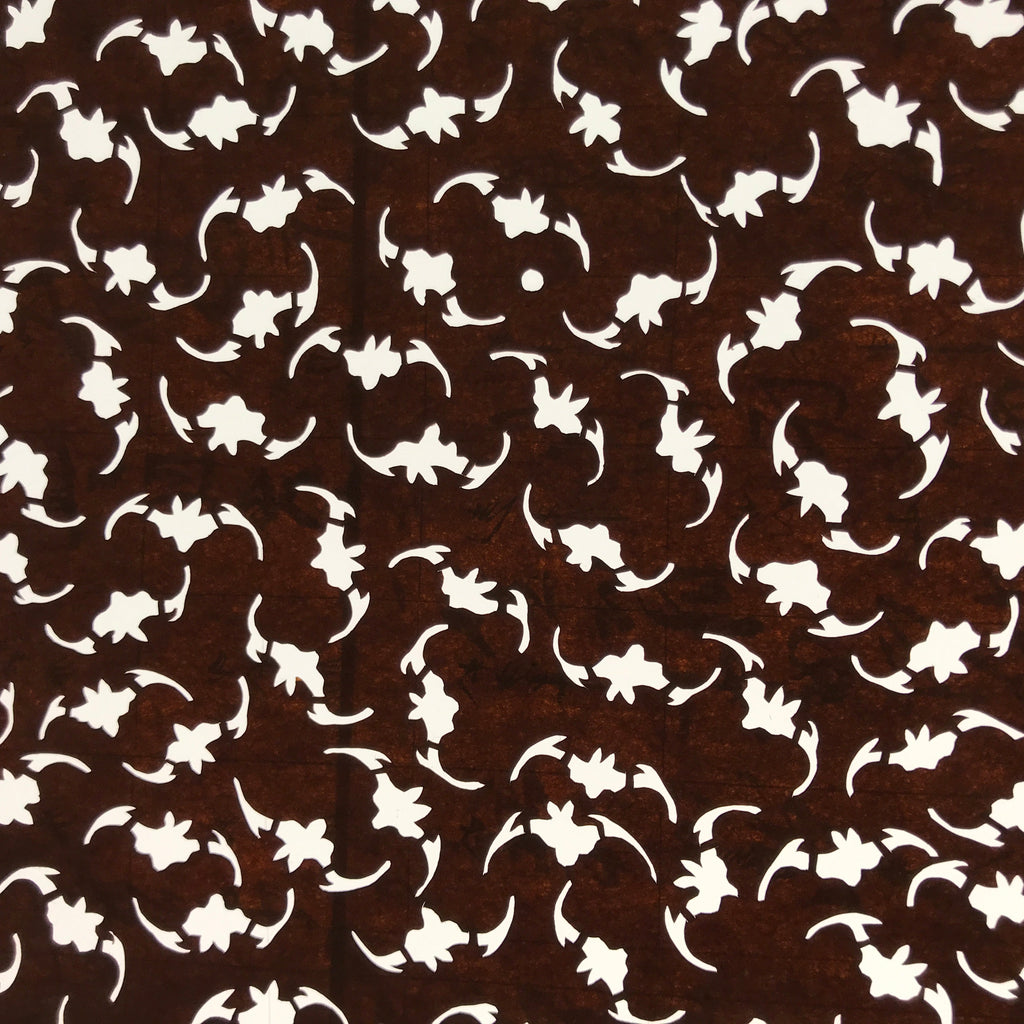Antique Japanese Ise Katagami Paper Kimono Stencil Floral Plant Pattern A697