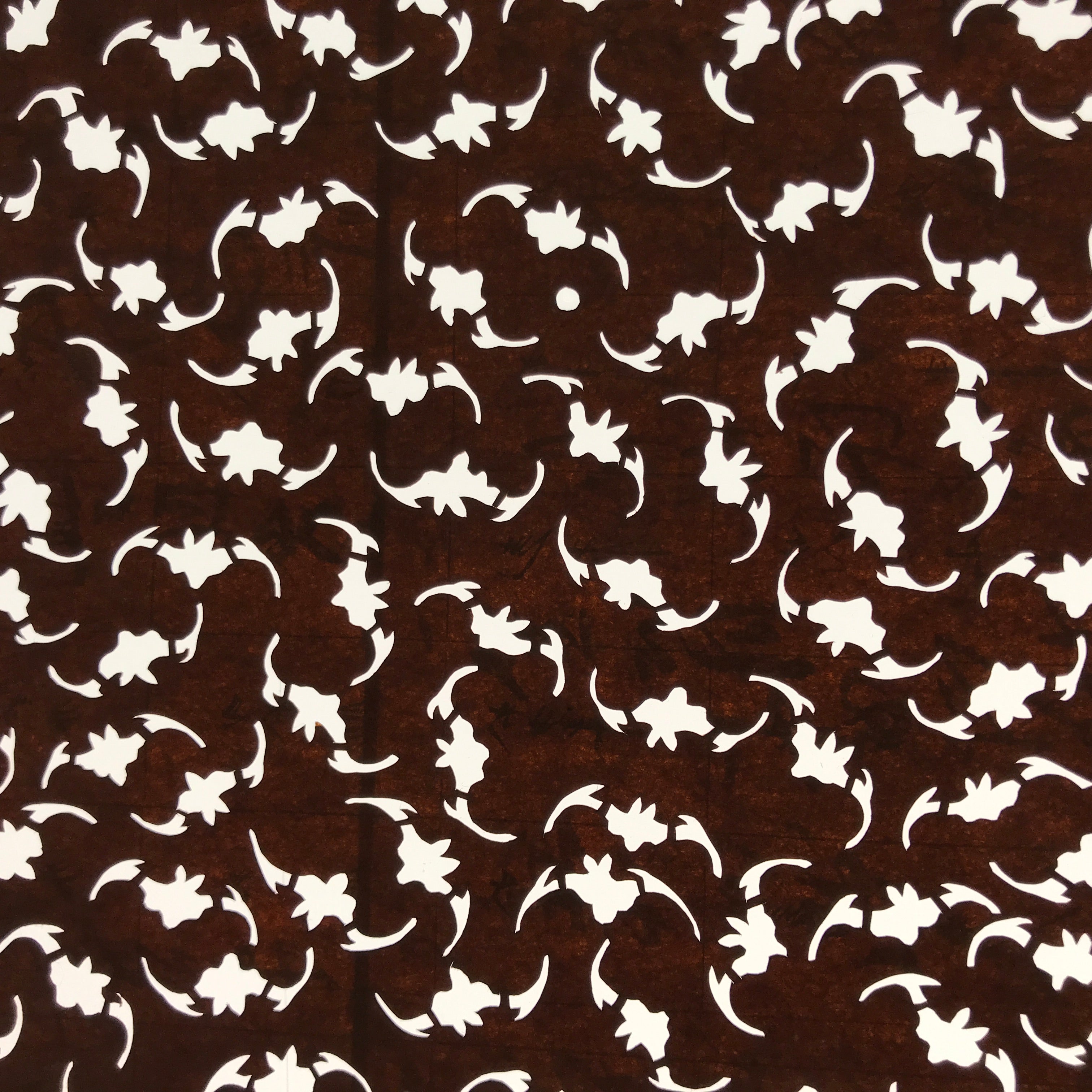 Antique Japanese Ise Katagami Paper Kimono Stencil Floral Plant Pattern A697