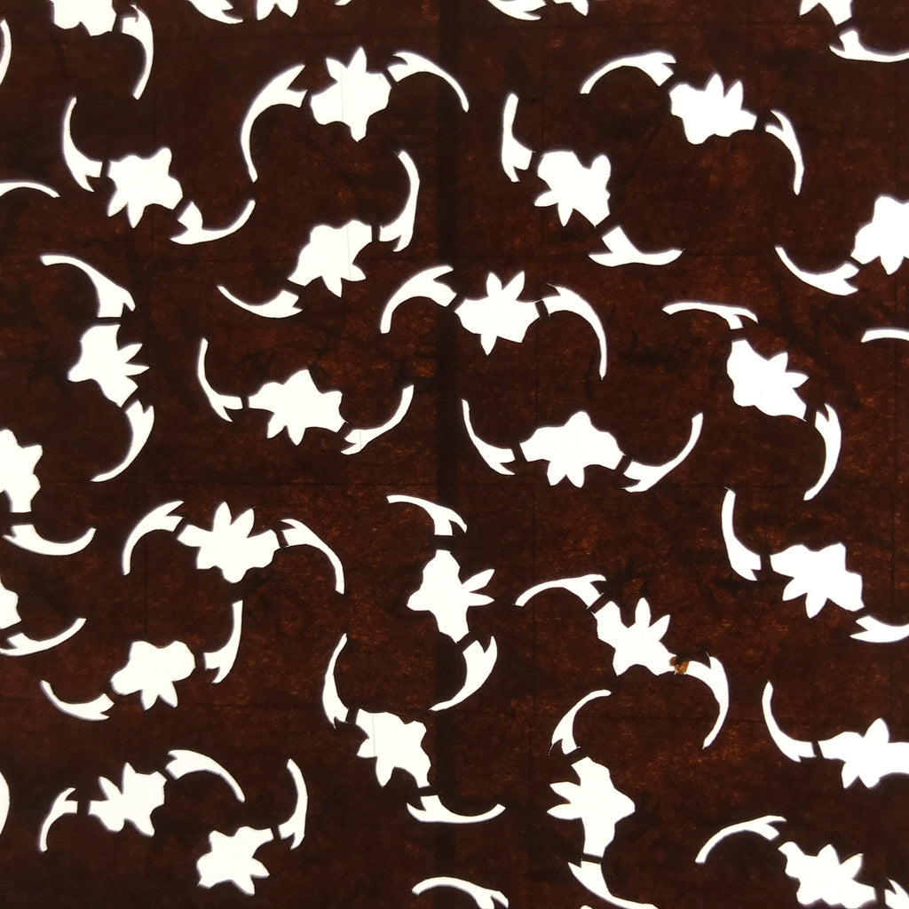 Antique Japanese Ise Katagami Paper Kimono Stencil Floral Plant Pattern A697