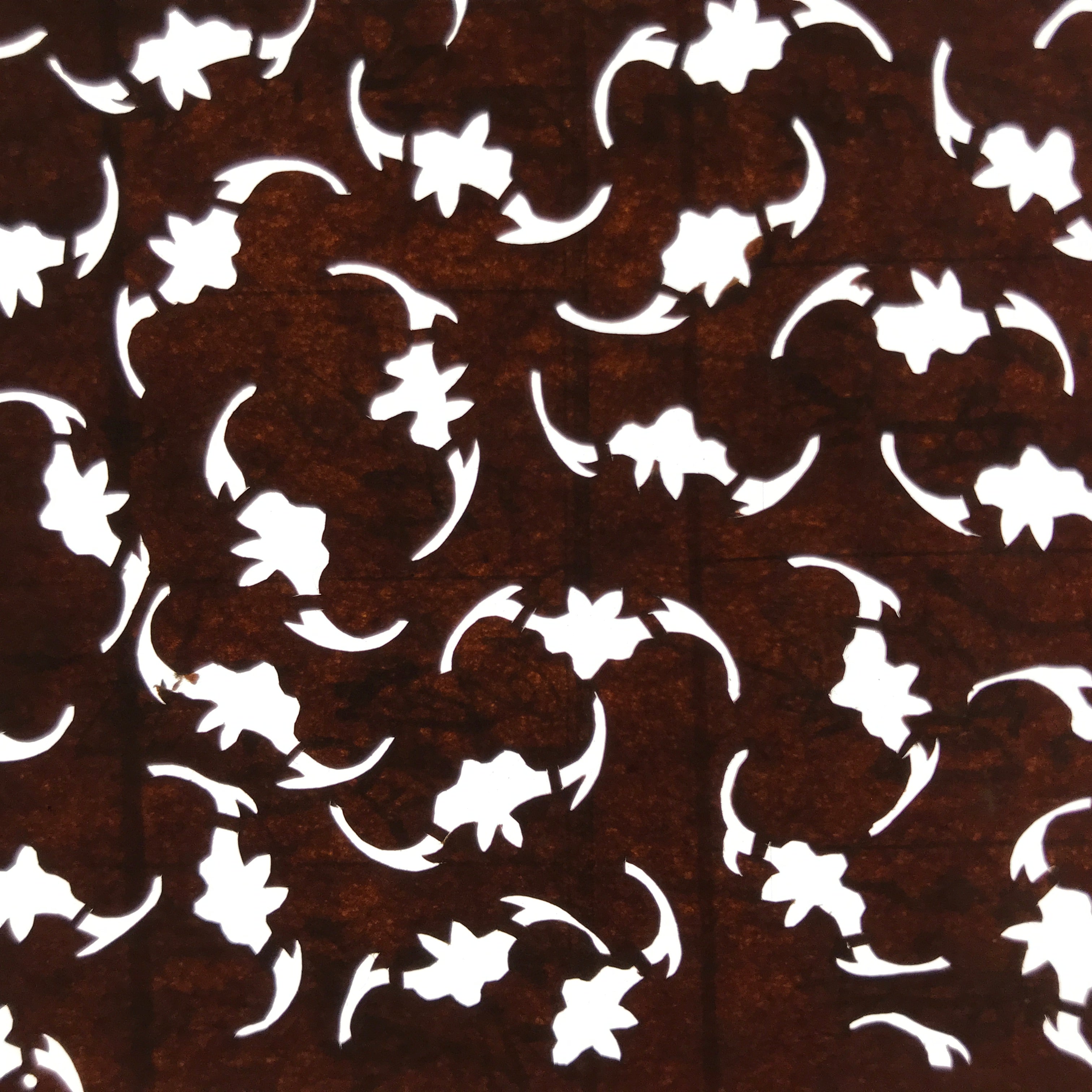 Antique Japanese Ise Katagami Paper Kimono Stencil Floral Plant Pattern A697