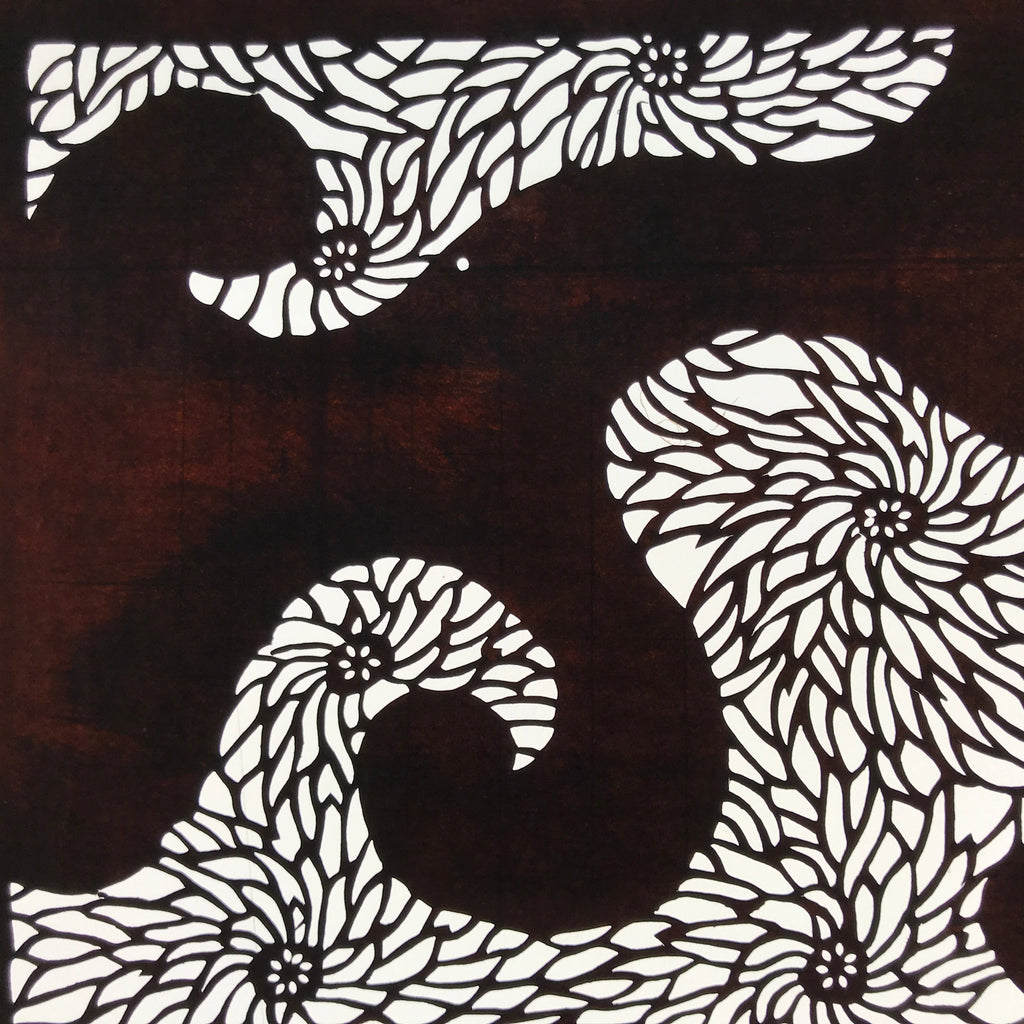 Antique Japanese Ise Katagami Paper Kimono Stencil Floral Swirl Pattern A736
