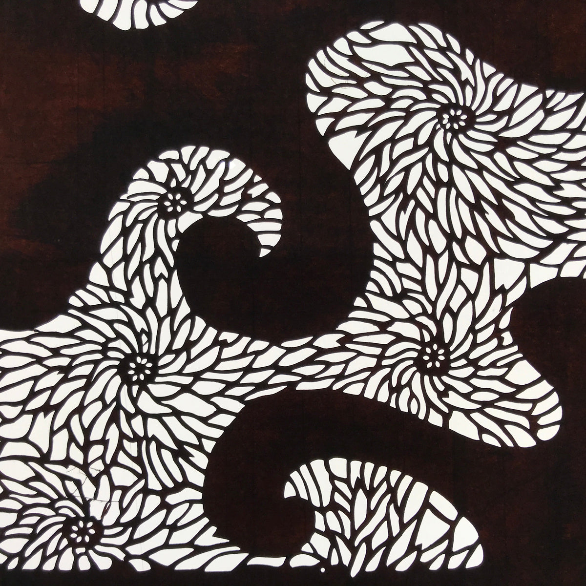 Antique Japanese Ise Katagami Paper Kimono Stencil Floral Swirl Pattern A736