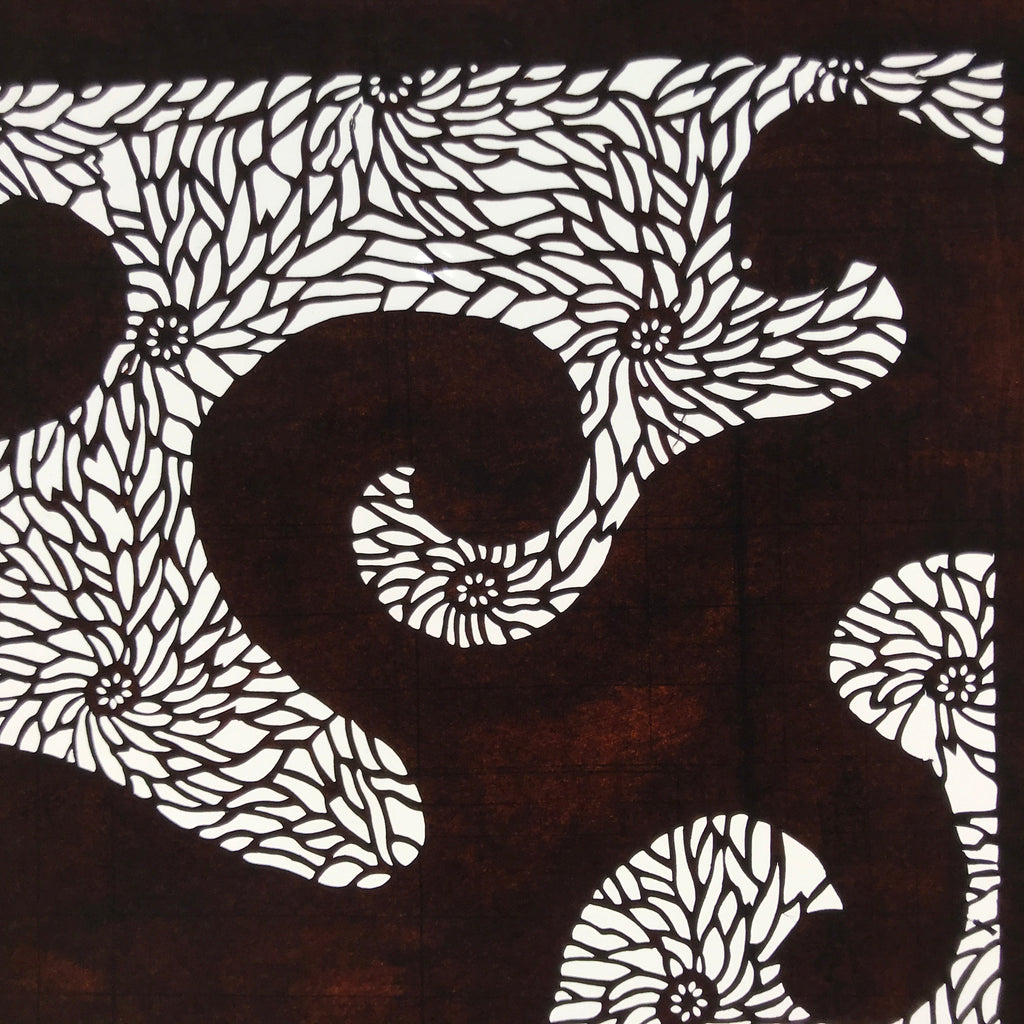 Antique Japanese Ise Katagami Paper Kimono Stencil Floral Swirl Pattern A736