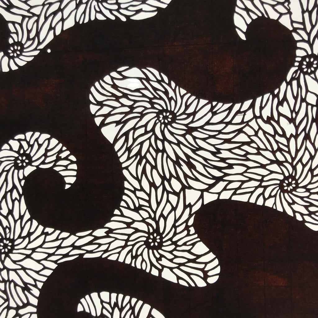 Antique Japanese Ise Katagami Paper Kimono Stencil Floral Swirl Pattern A736