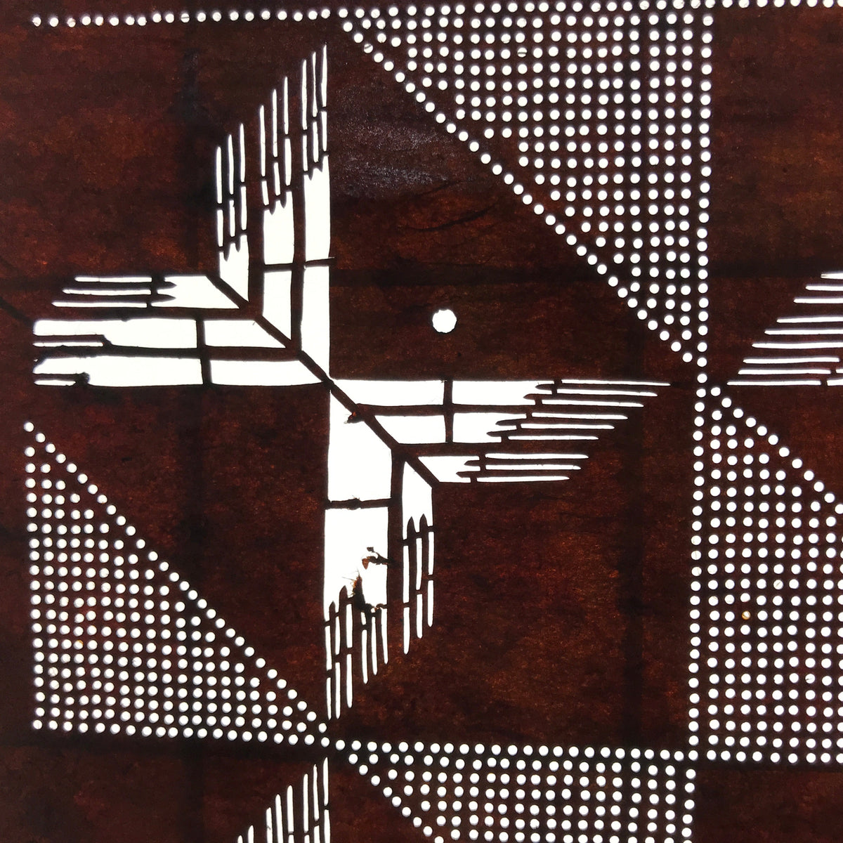 Antique Japanese Ise Katagami Paper Kimono Stencil Geometric Square Grid A734