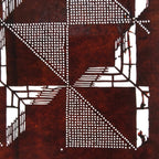 Antique Japanese Ise Katagami Paper Kimono Stencil Geometric Square Grid A734