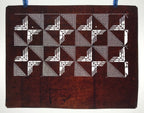 Antique Japanese Ise Katagami Paper Kimono Stencil Geometric Square Grid A734