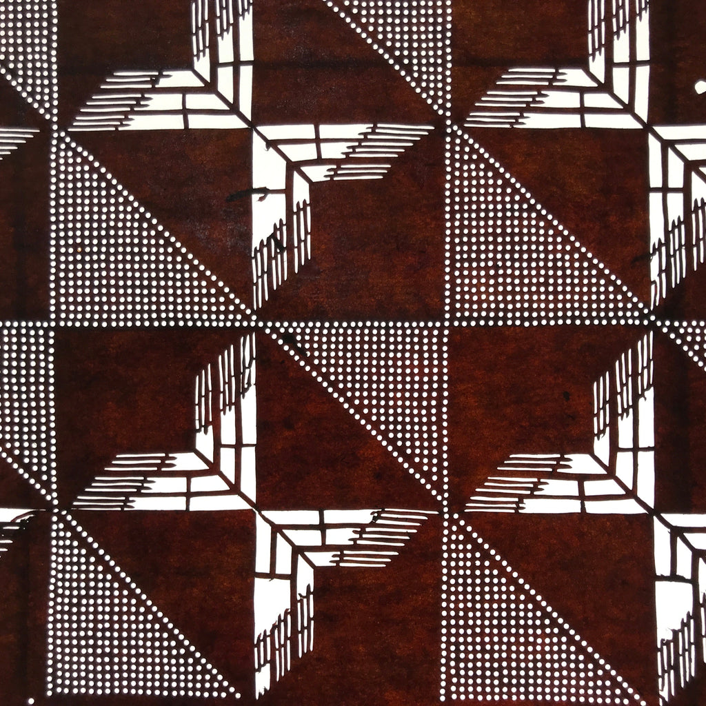 Antique Japanese Ise Katagami Paper Kimono Stencil Geometric Square Grid A734