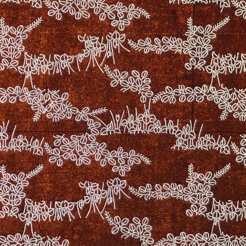 Antique Japanese Ise Katagami Paper Kimono Stencil Hagi Leaves Autumn Motif A748