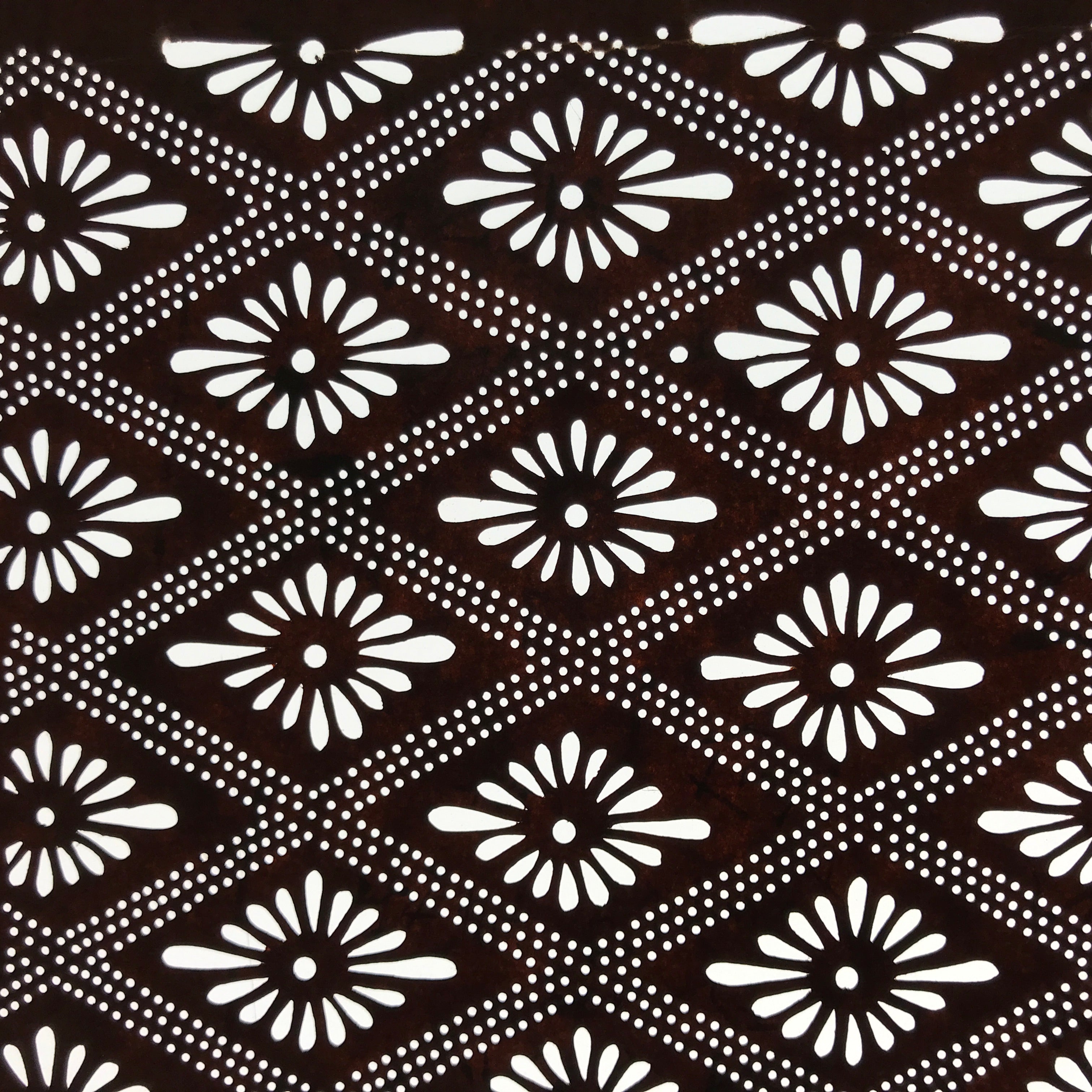Antique Japanese Ise Katagami Paper Kimono Stencil Hishi Rhombus Caltrop A735