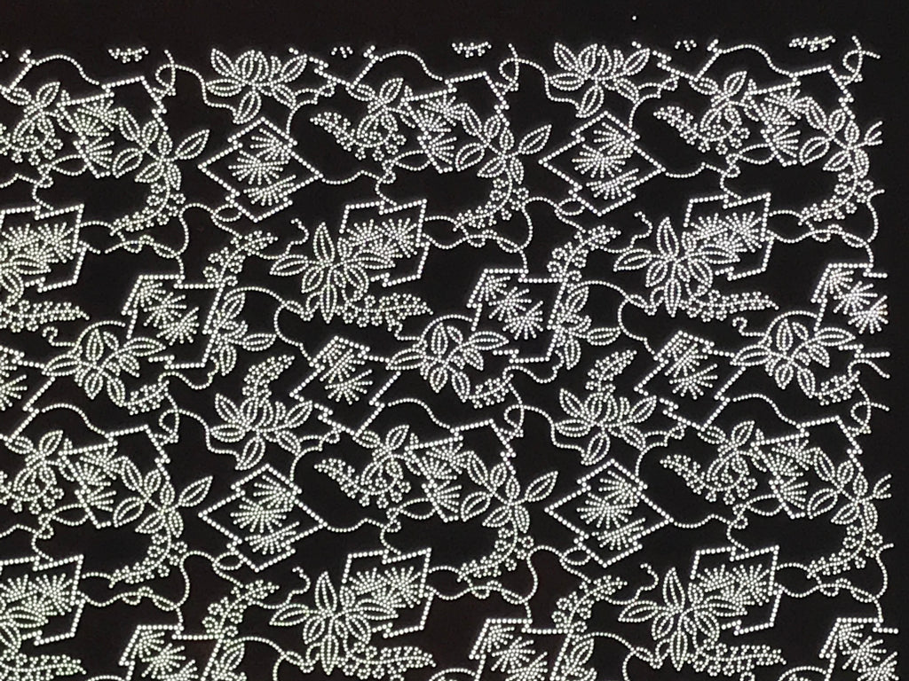 Antique Japanese Ise Katagami Paper Kimono Stencil Hishi Water Plant Design A848