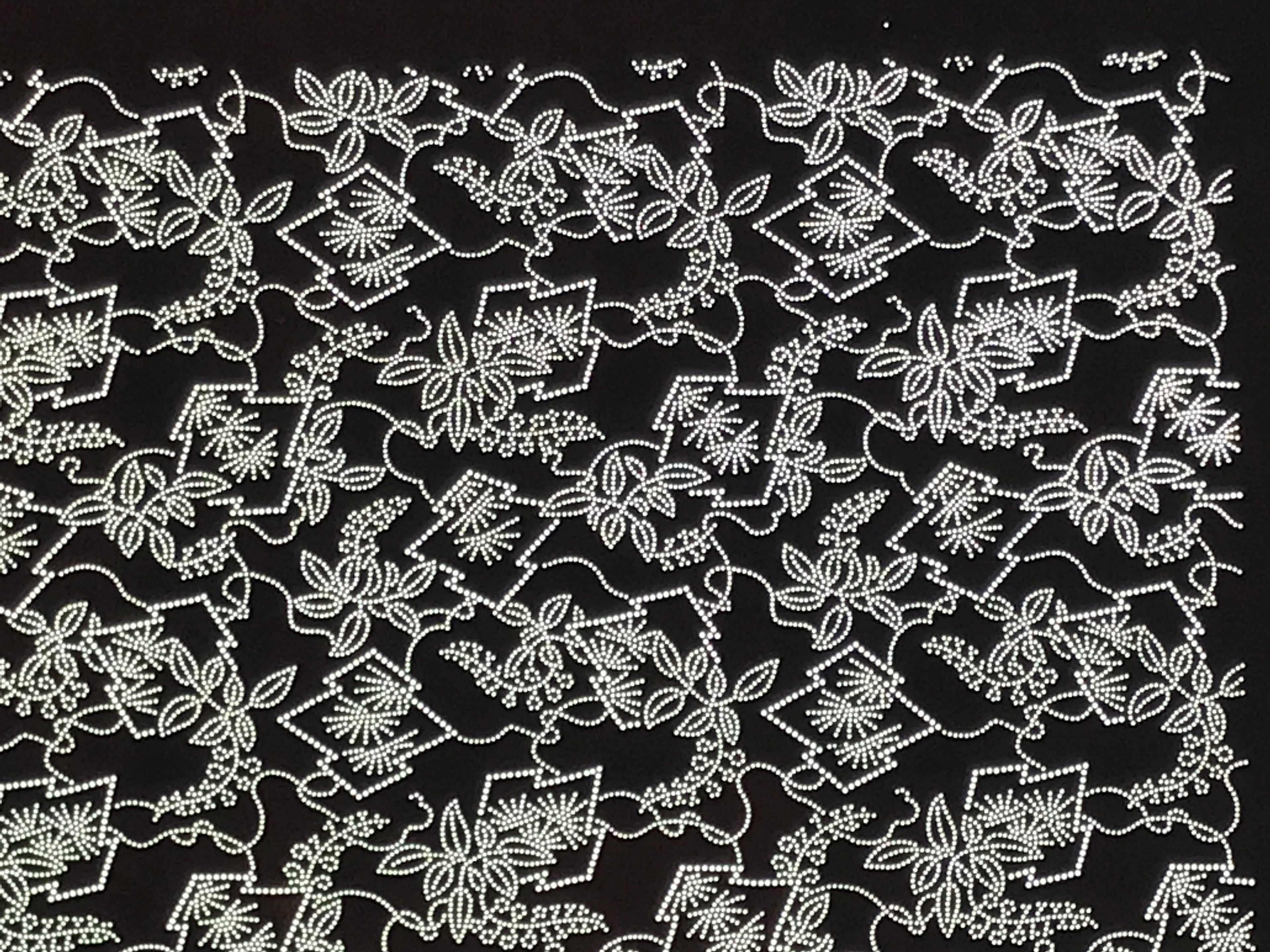 Antique Japanese Ise Katagami Paper Kimono Stencil Hishi Water Plant Design A848