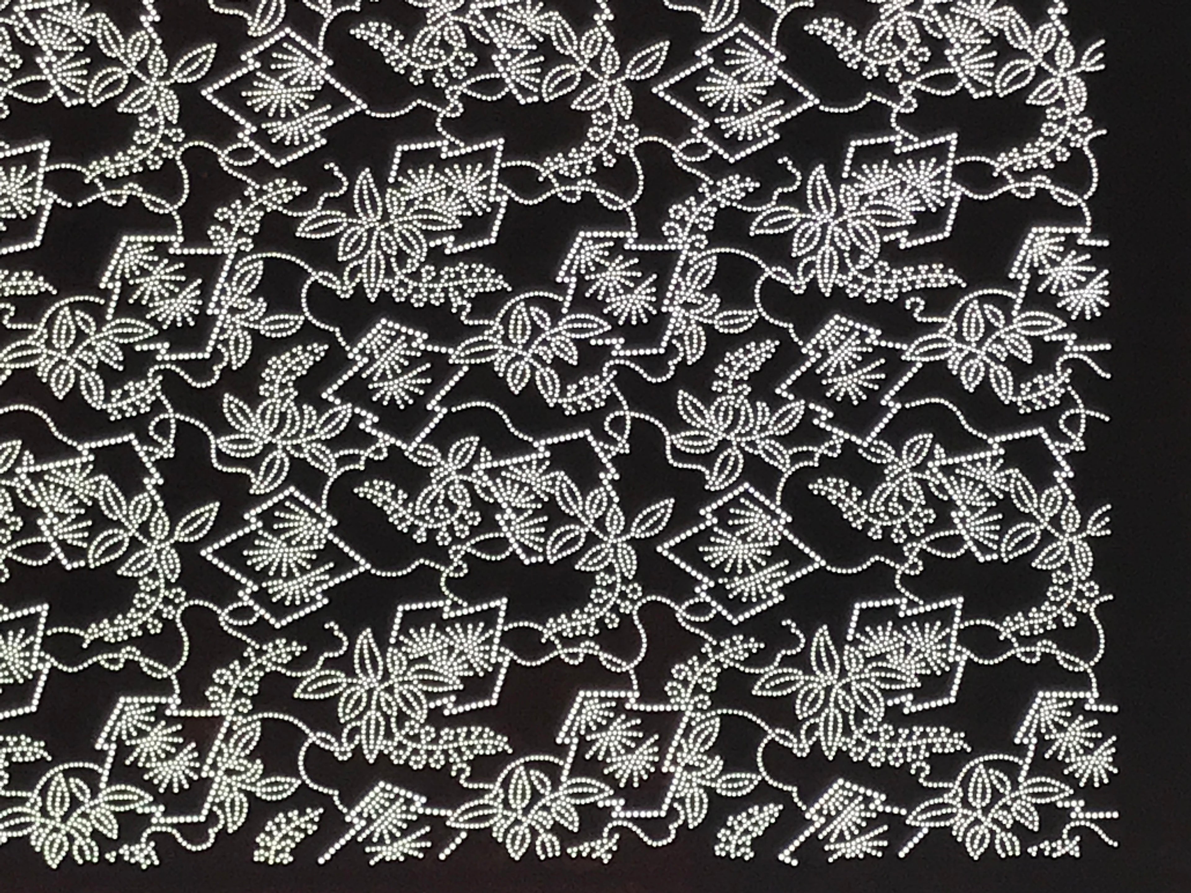 Antique Japanese Ise Katagami Paper Kimono Stencil Hishi Water Plant Design A848