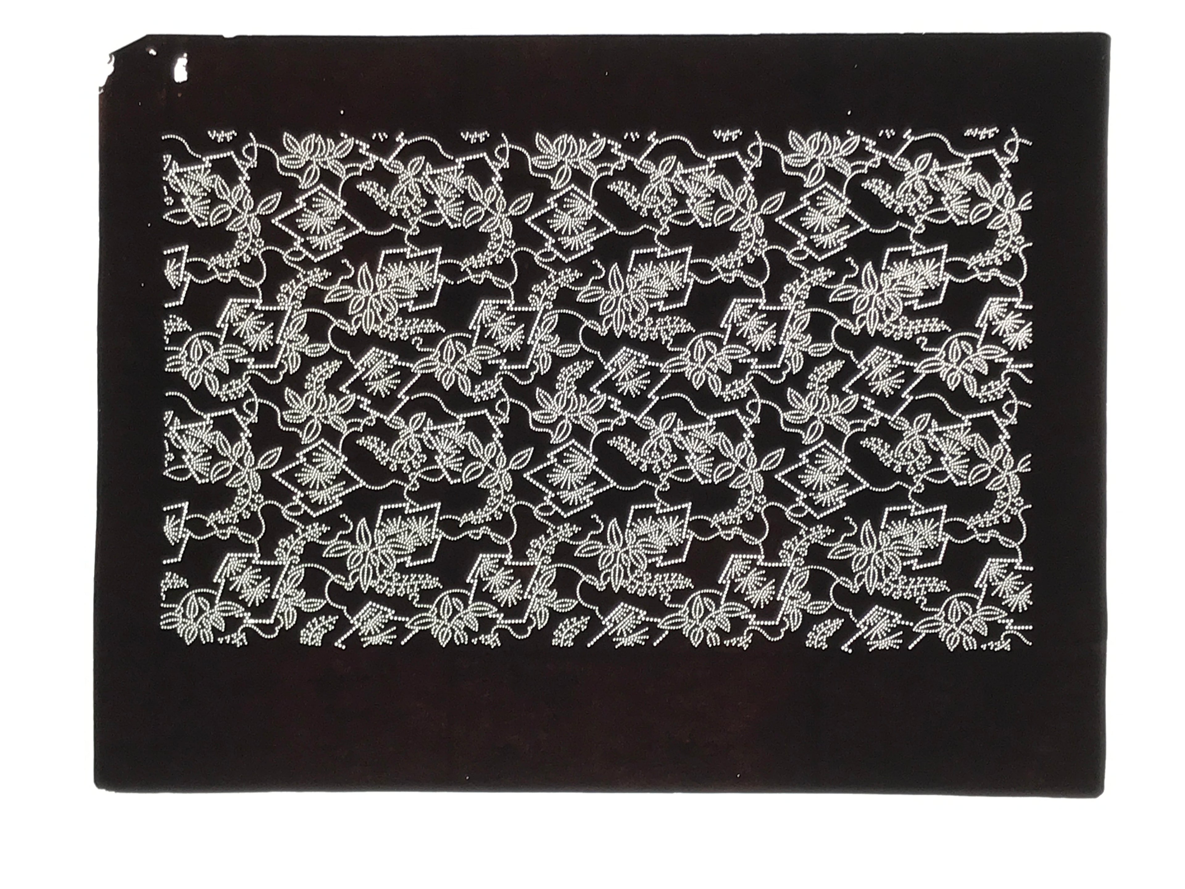 Antique Japanese Ise Katagami Paper Kimono Stencil Hishi Water Plant Design A848