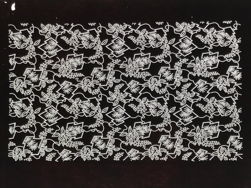 Antique Japanese Ise Katagami Paper Kimono Stencil Hishi Water Plant Design A848