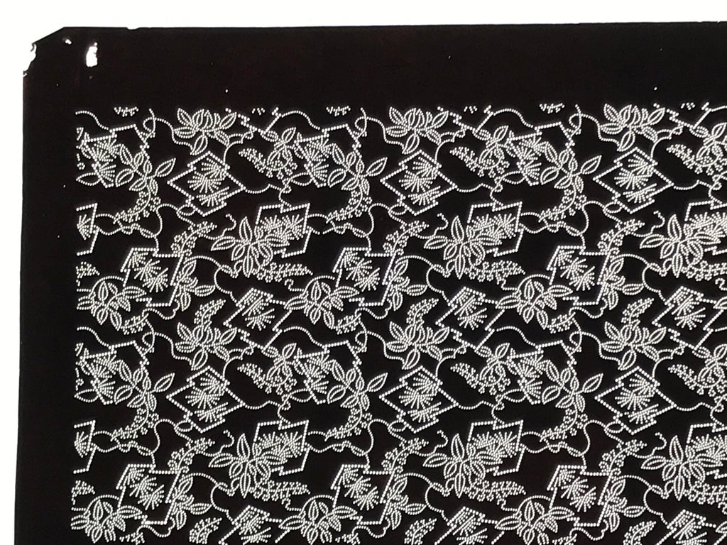 Antique Japanese Ise Katagami Paper Kimono Stencil Hishi Water Plant Design A848