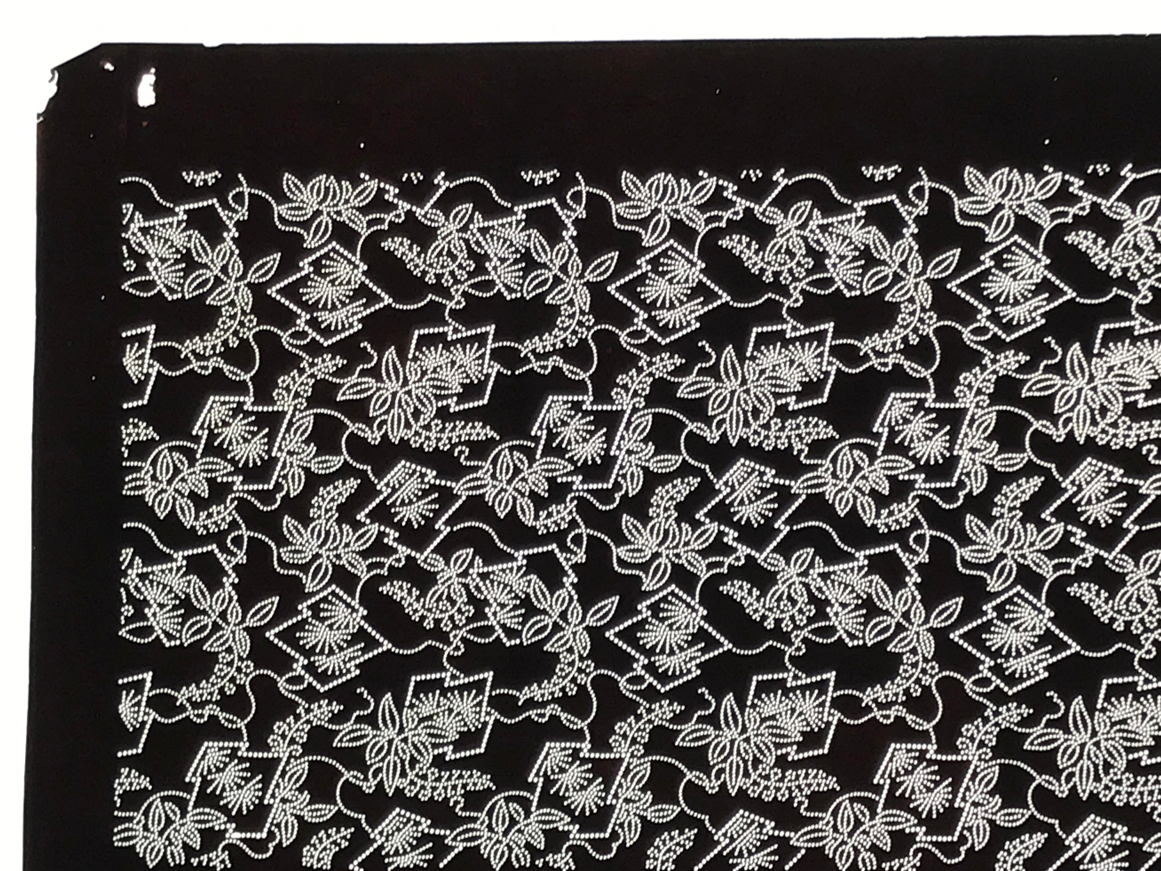 Antique Japanese Ise Katagami Paper Kimono Stencil Hishi Water Plant Design A848