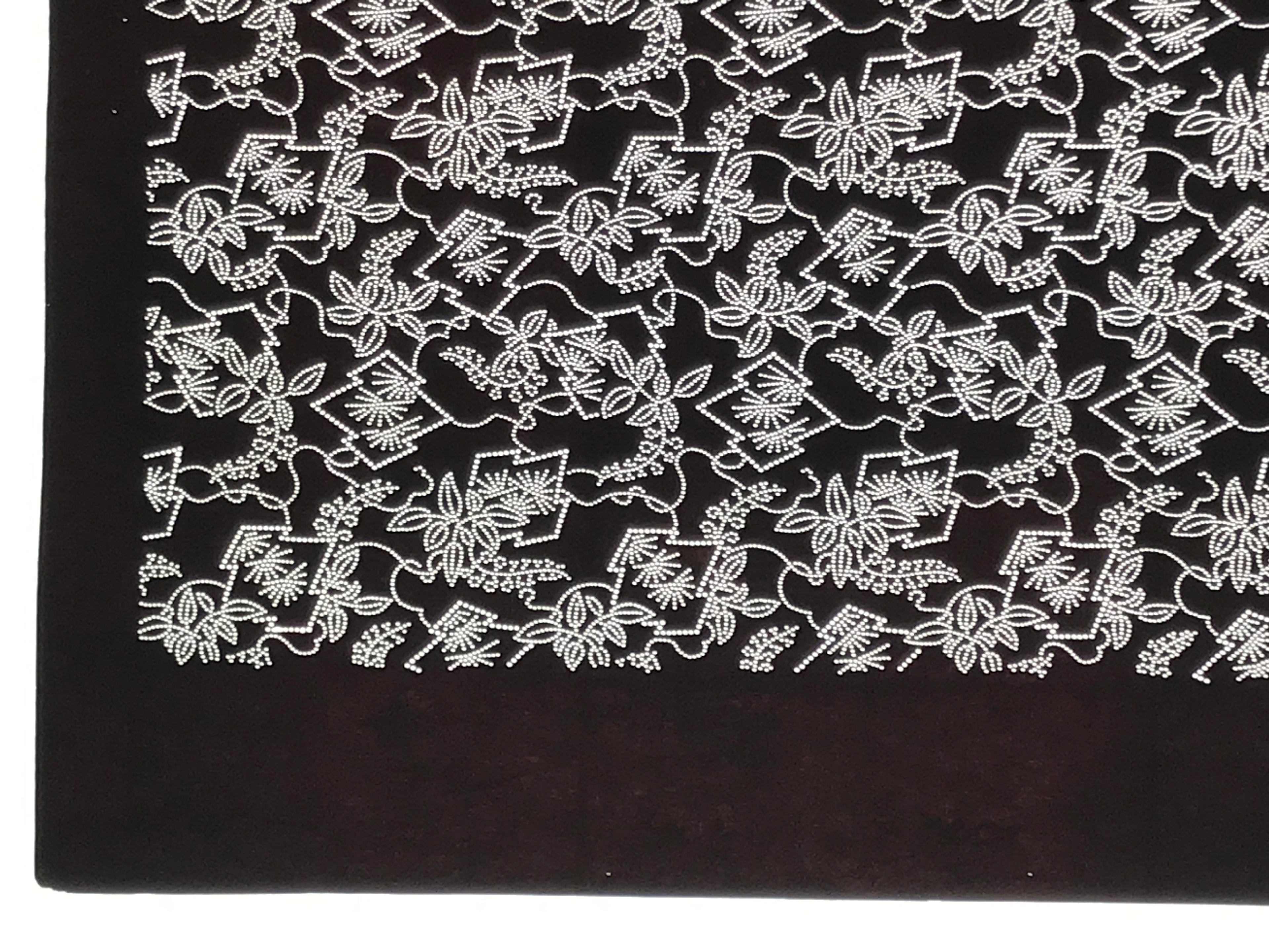 Antique Japanese Ise Katagami Paper Kimono Stencil Hishi Water Plant Design A848