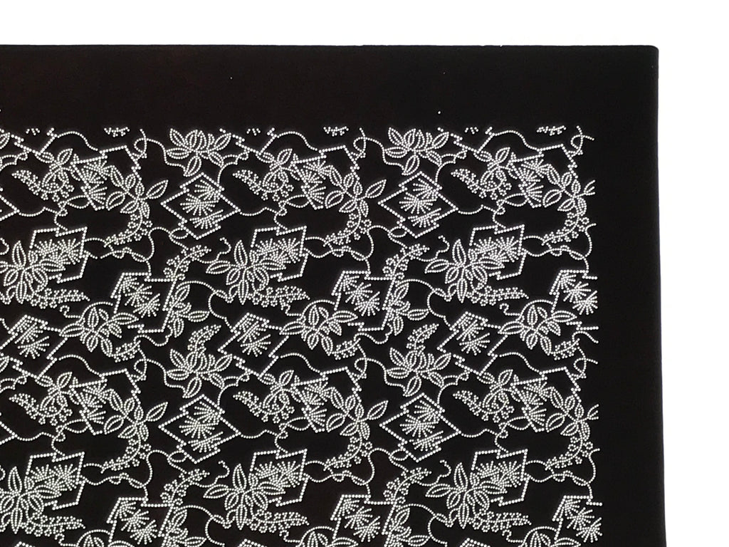 Antique Japanese Ise Katagami Paper Kimono Stencil Hishi Water Plant Design A848