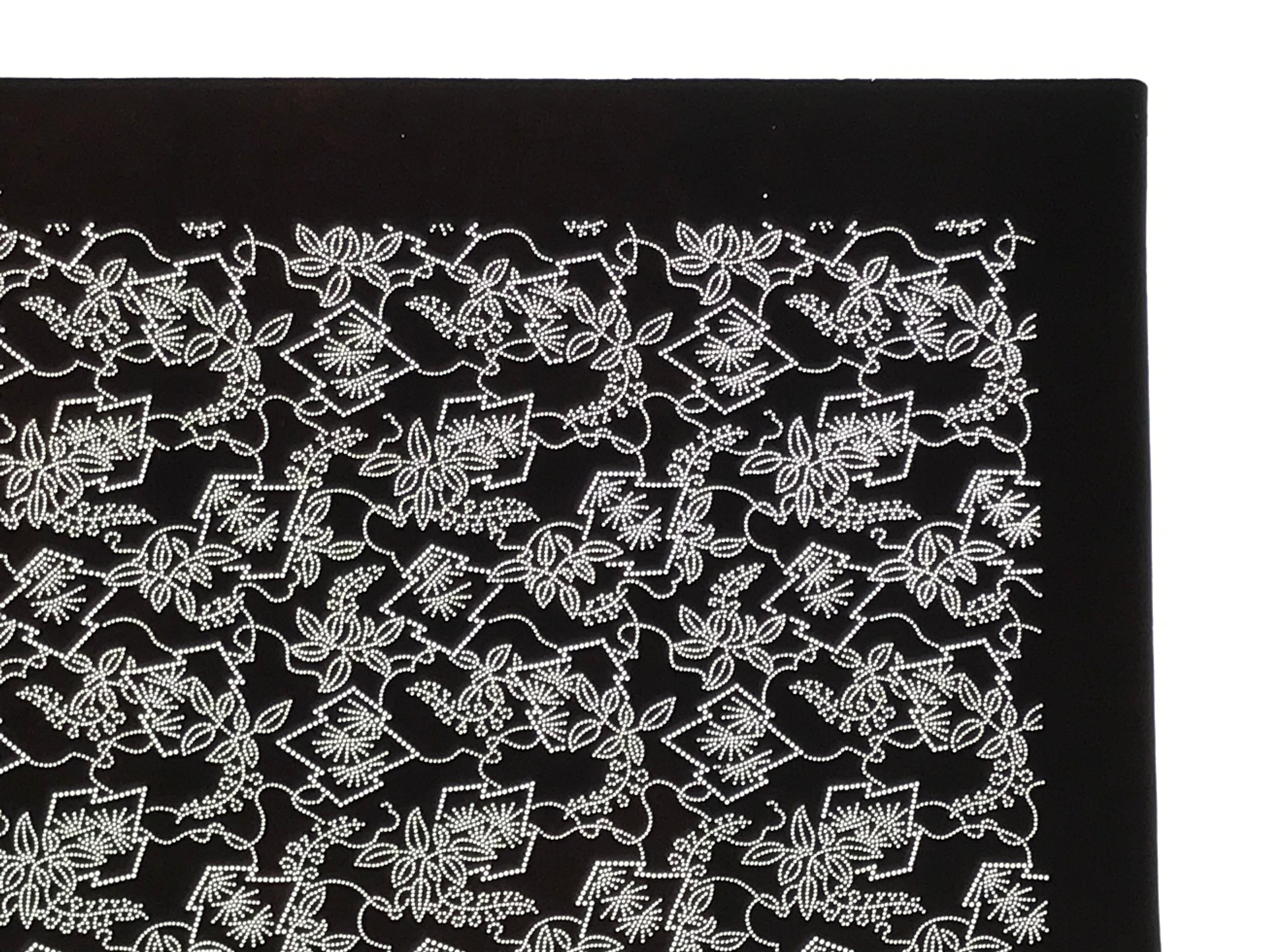 Antique Japanese Ise Katagami Paper Kimono Stencil Hishi Water Plant Design A848