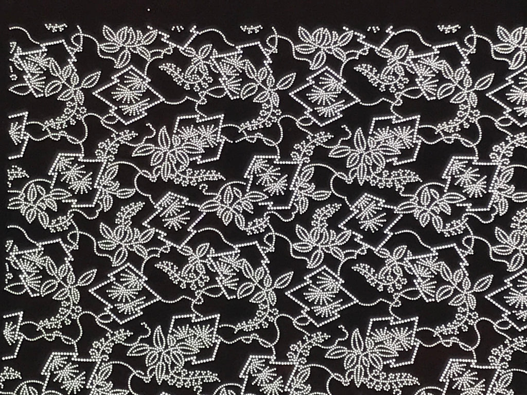 Antique Japanese Ise Katagami Paper Kimono Stencil Hishi Water Plant Design A848