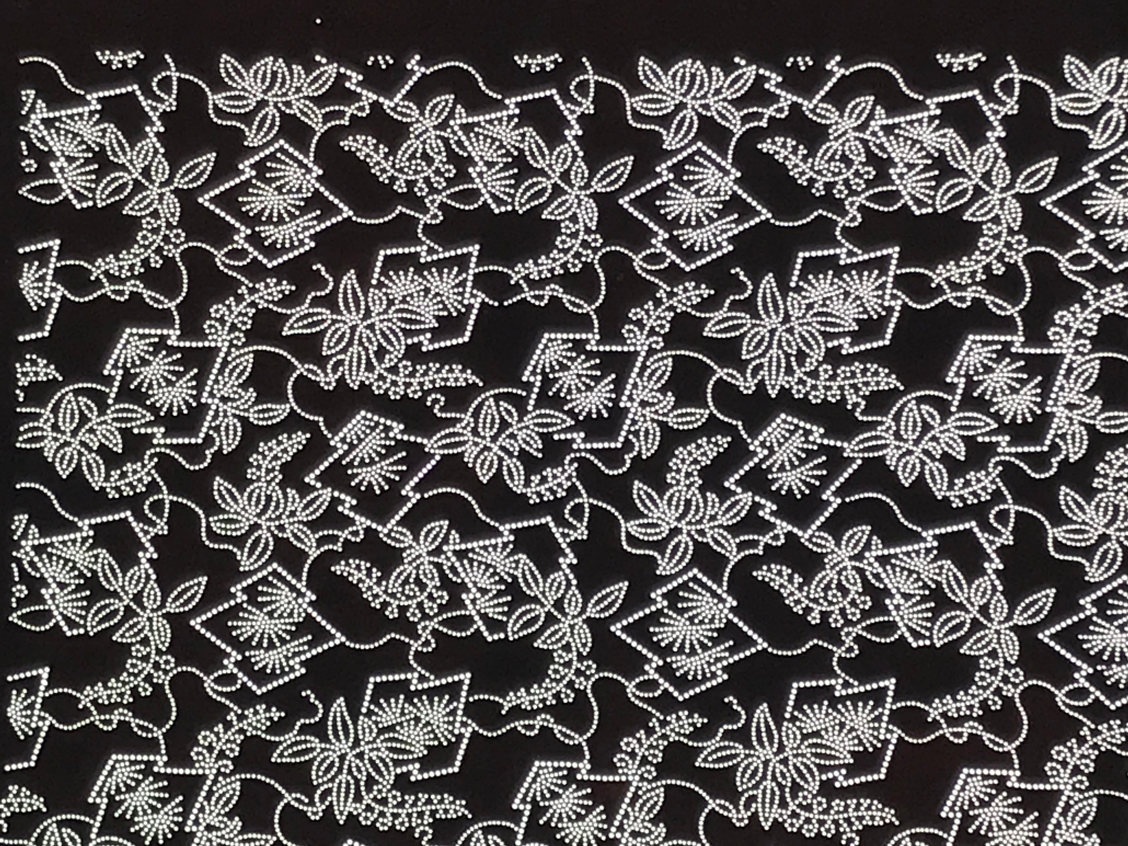 Antique Japanese Ise Katagami Paper Kimono Stencil Hishi Water Plant Design A848