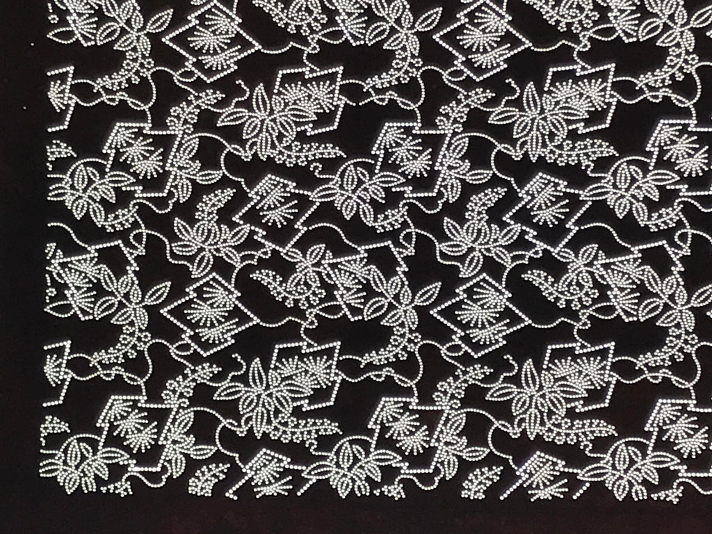 Antique Japanese Ise Katagami Paper Kimono Stencil Hishi Water Plant Design A848