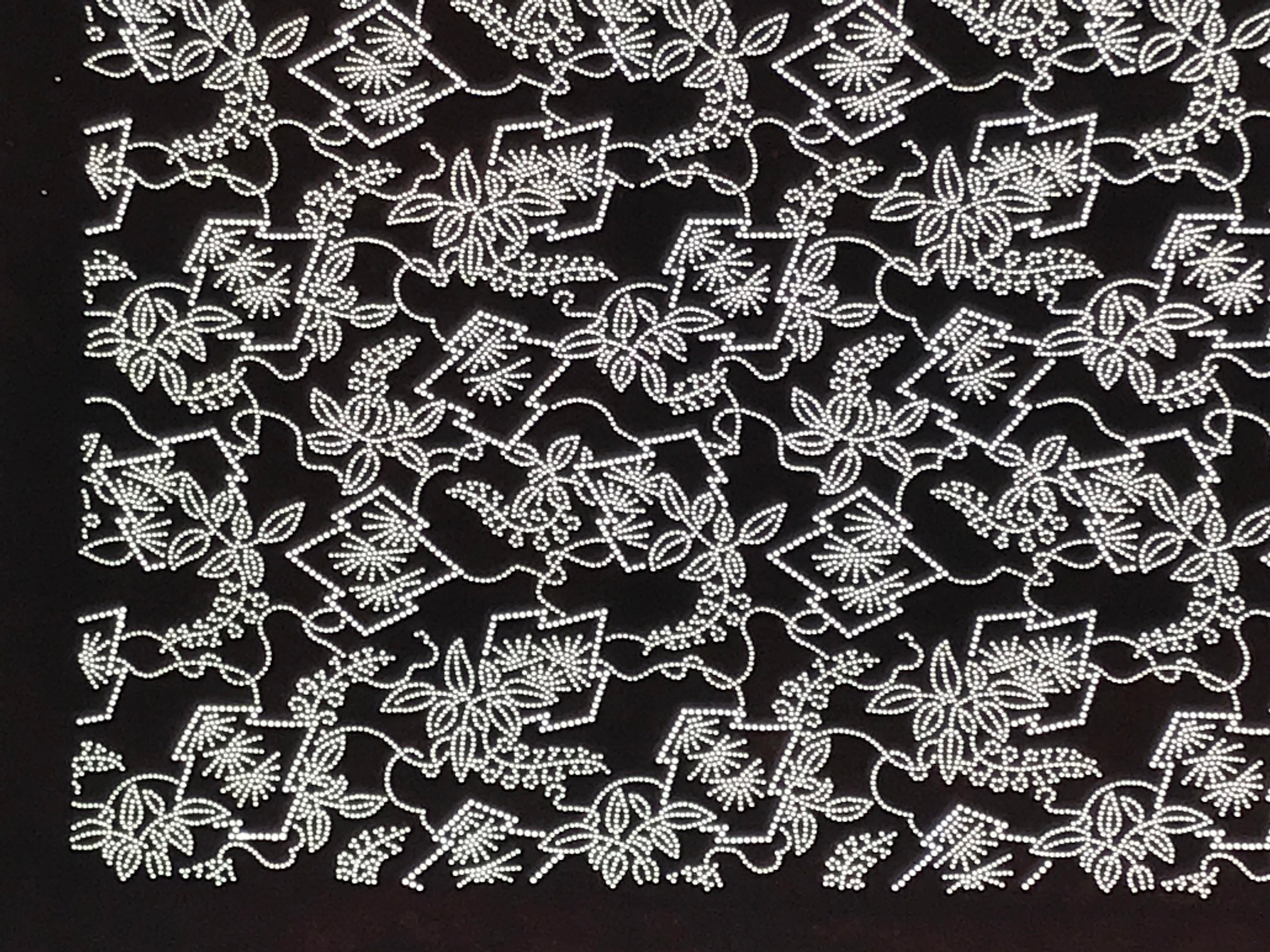 Antique Japanese Ise Katagami Paper Kimono Stencil Hishi Water Plant Design A848
